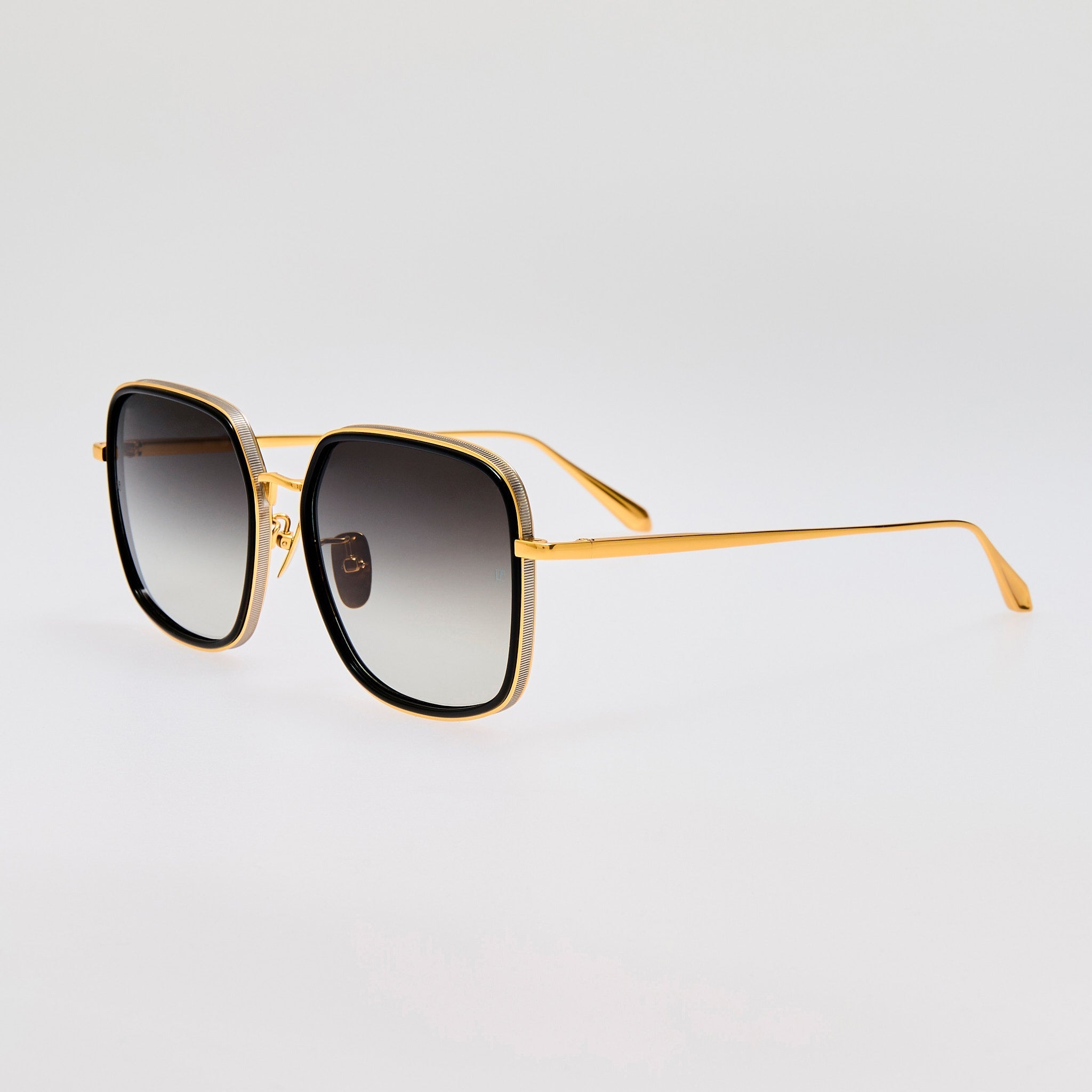 Alicia Sunglasses in 22K Gold and Grey - LINDA FARROW - Sunglasses -
