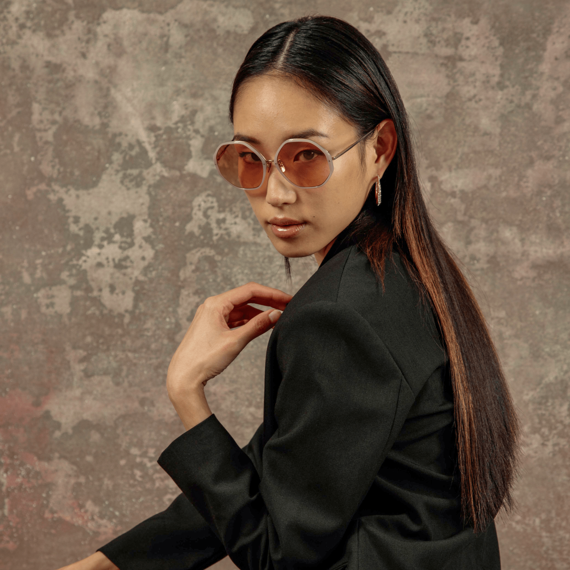 Alona Sunglasses in 22K Gold and Lilac - LINDA FARROW - Sunglasses -
