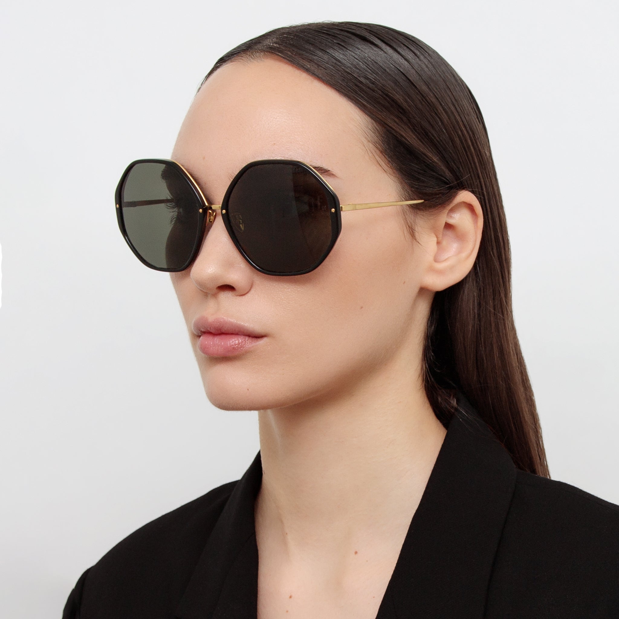 Alona Sunglasses in Black Frame - LINDA FARROW - Sunglasses -