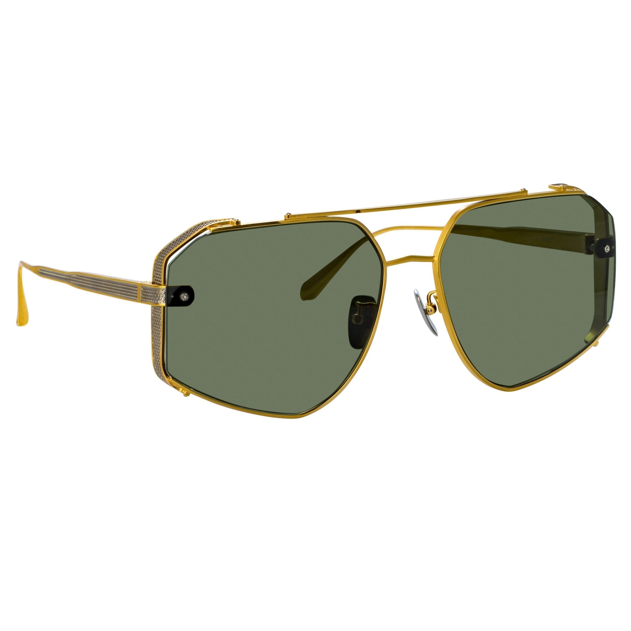 Amar Sunglasses in 22K Gold and Green - LINDA FARROW - Sunglasses -