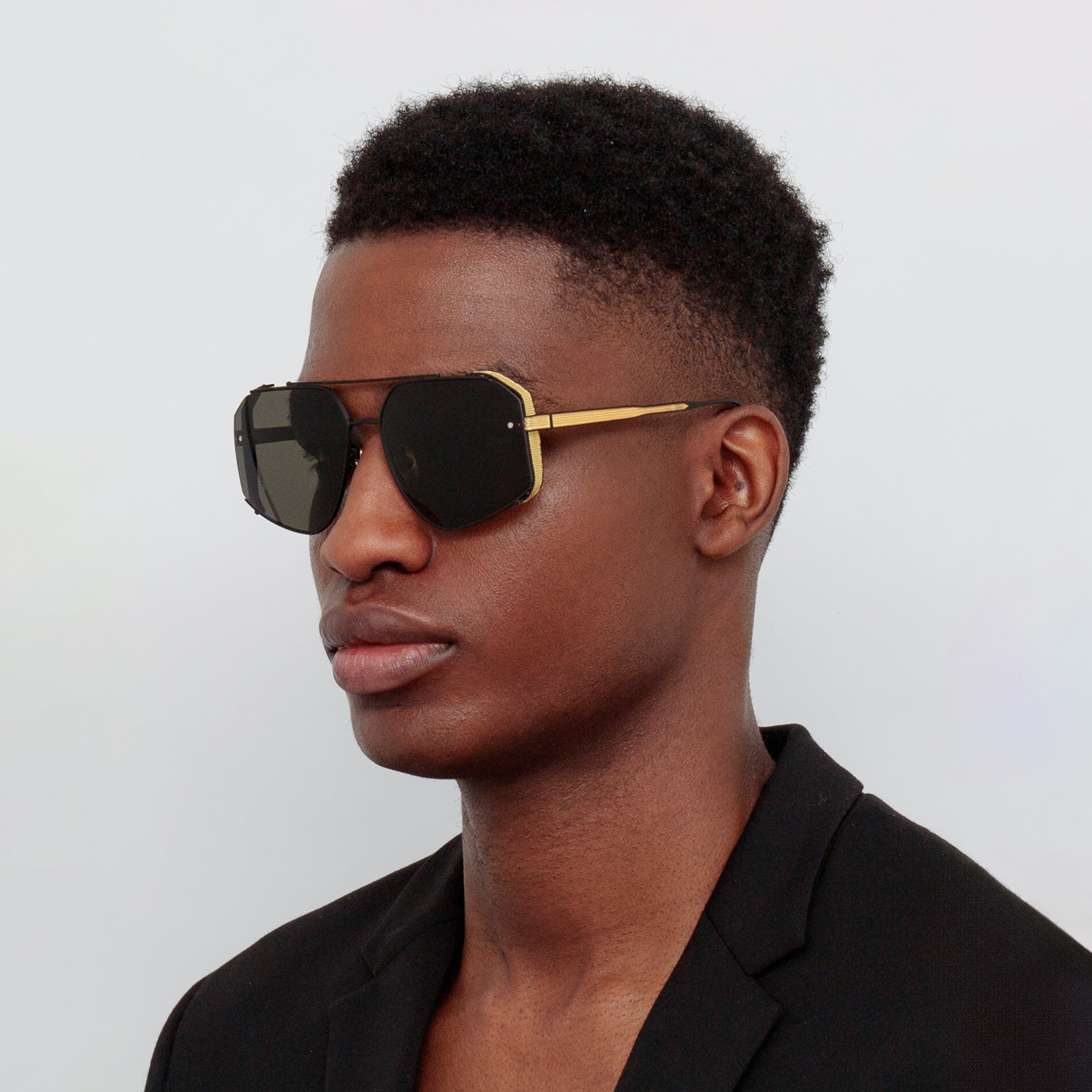 Amar Sunglasses in Matt Nickel - LINDA FARROW - Sunglasses -