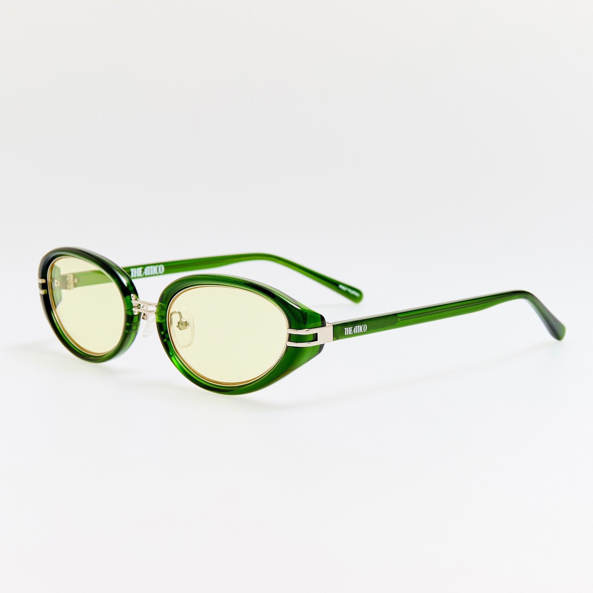 Ambra Oval Sunglasses in Green - LINDA FARROW - Sunglasses -