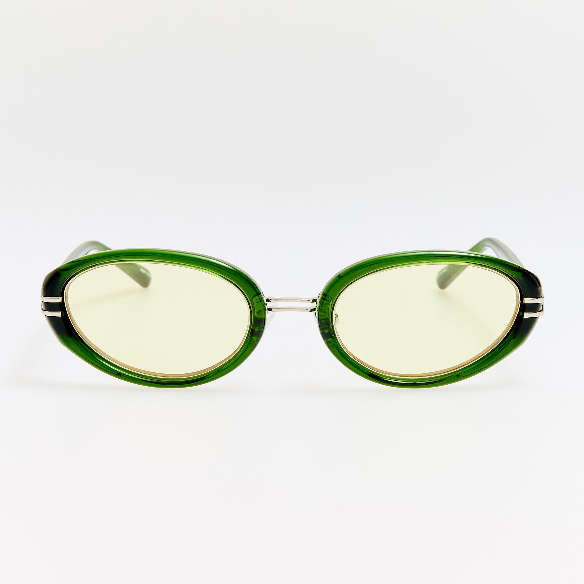 Ambra Oval Sunglasses in Green - LINDA FARROW - Sunglasses -
