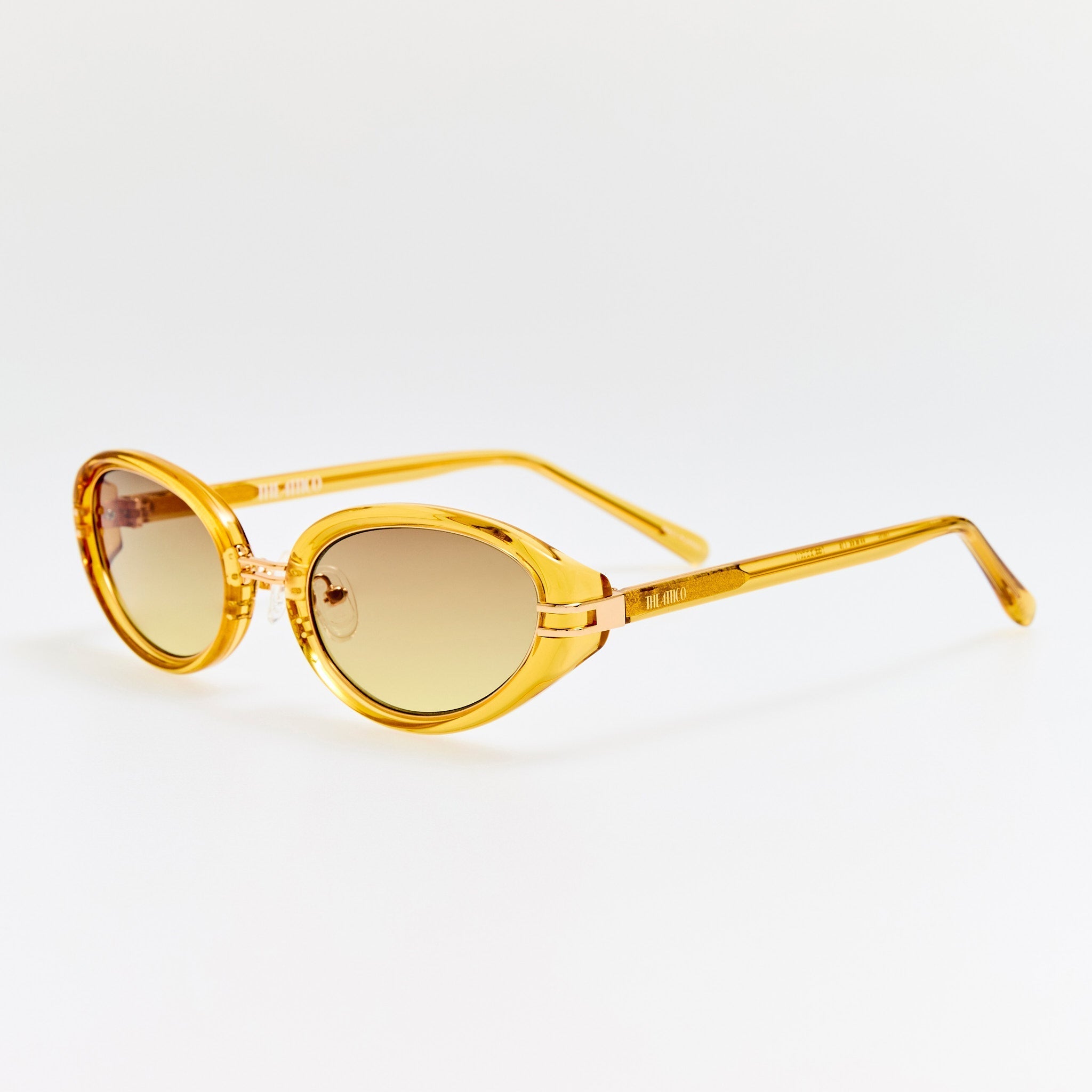 Ambra Oval Sunglasses in Mustard - LINDA FARROW - Sunglasses -