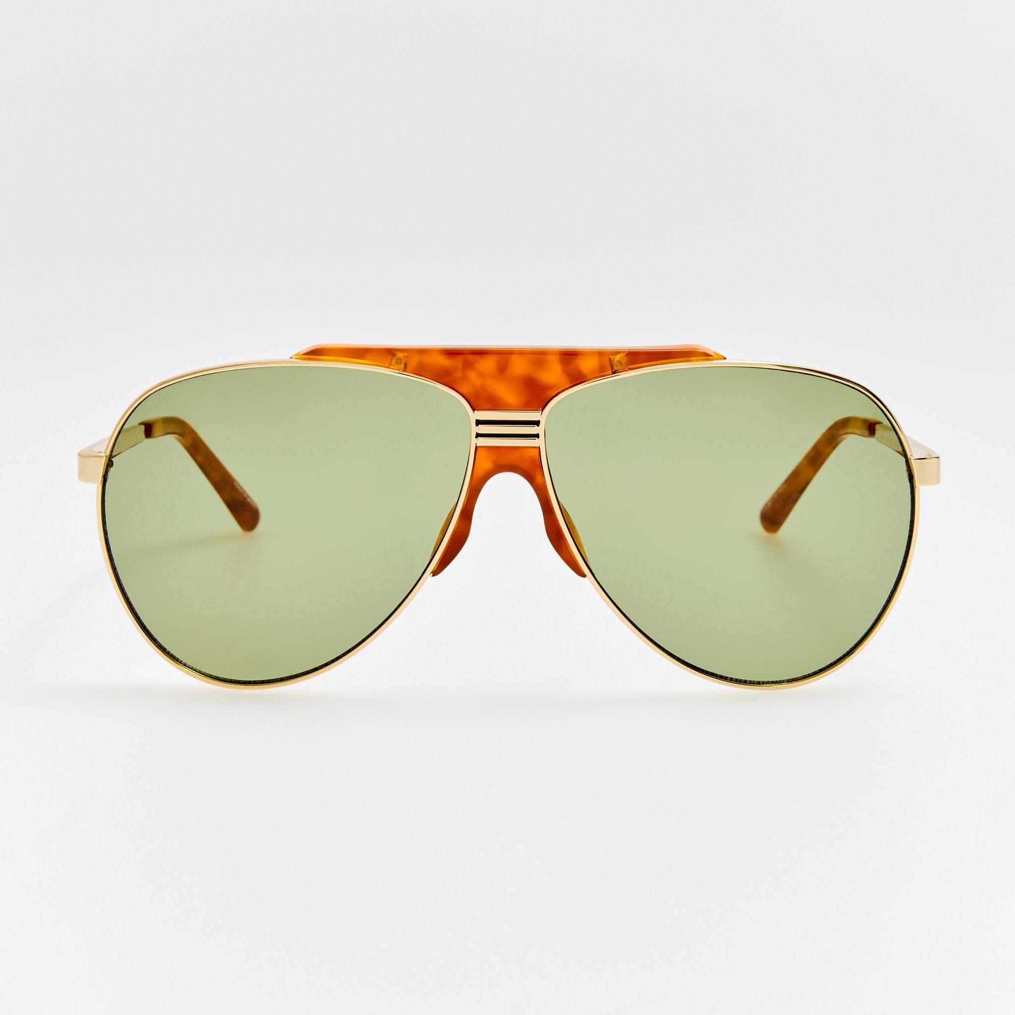 Amelia Sunglasses in Gold and Green - LINDA FARROW - Sunglasses -