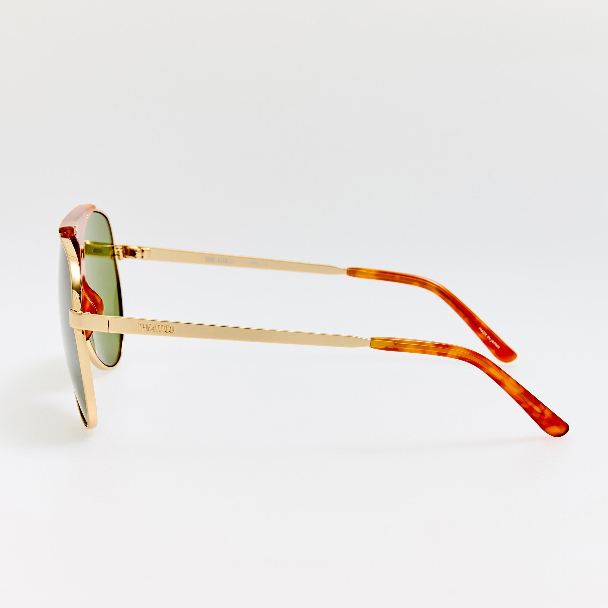 Amelia Sunglasses in Gold and Green - LINDA FARROW - Sunglasses -