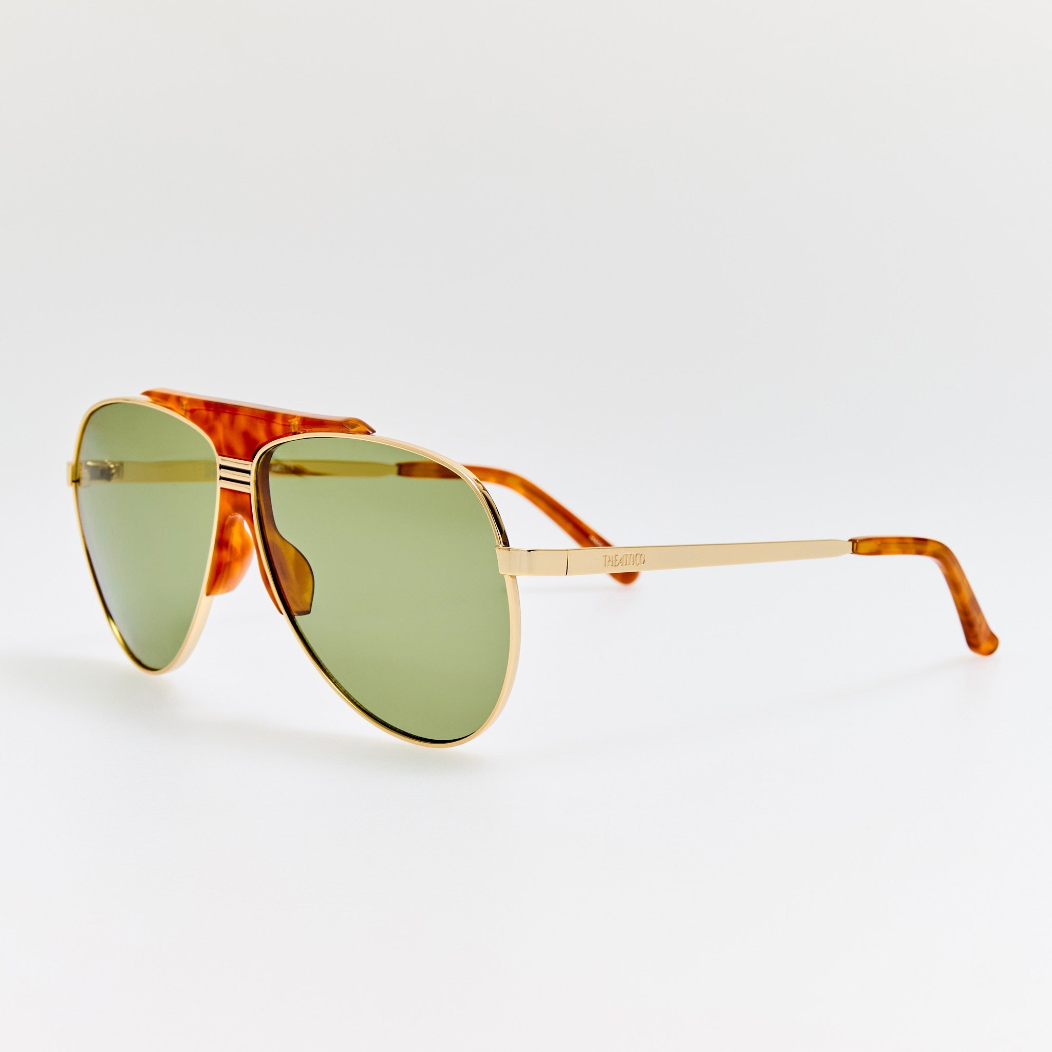 Amelia Sunglasses in Gold and Green - LINDA FARROW - Sunglasses -