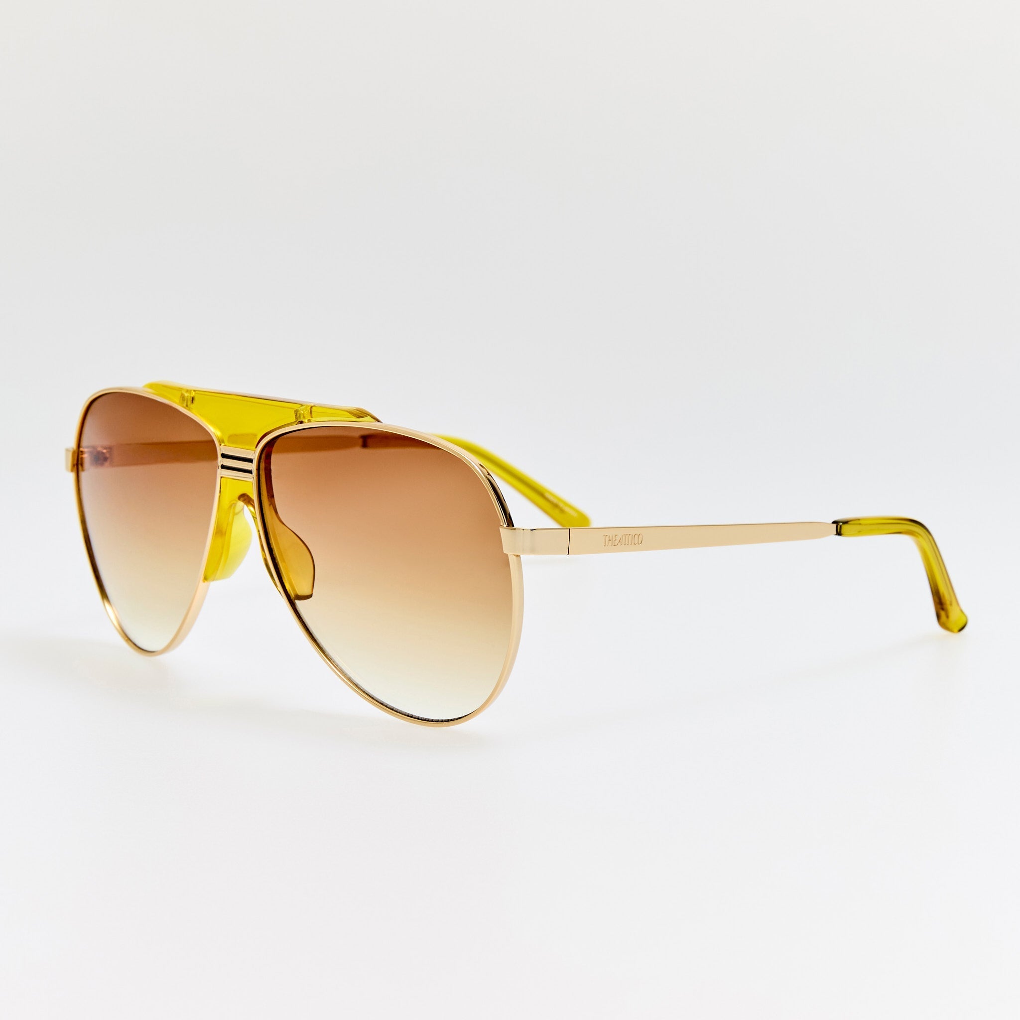 Amelia Sunglasses in Gold and Mustard - LINDA FARROW - Sunglasses -