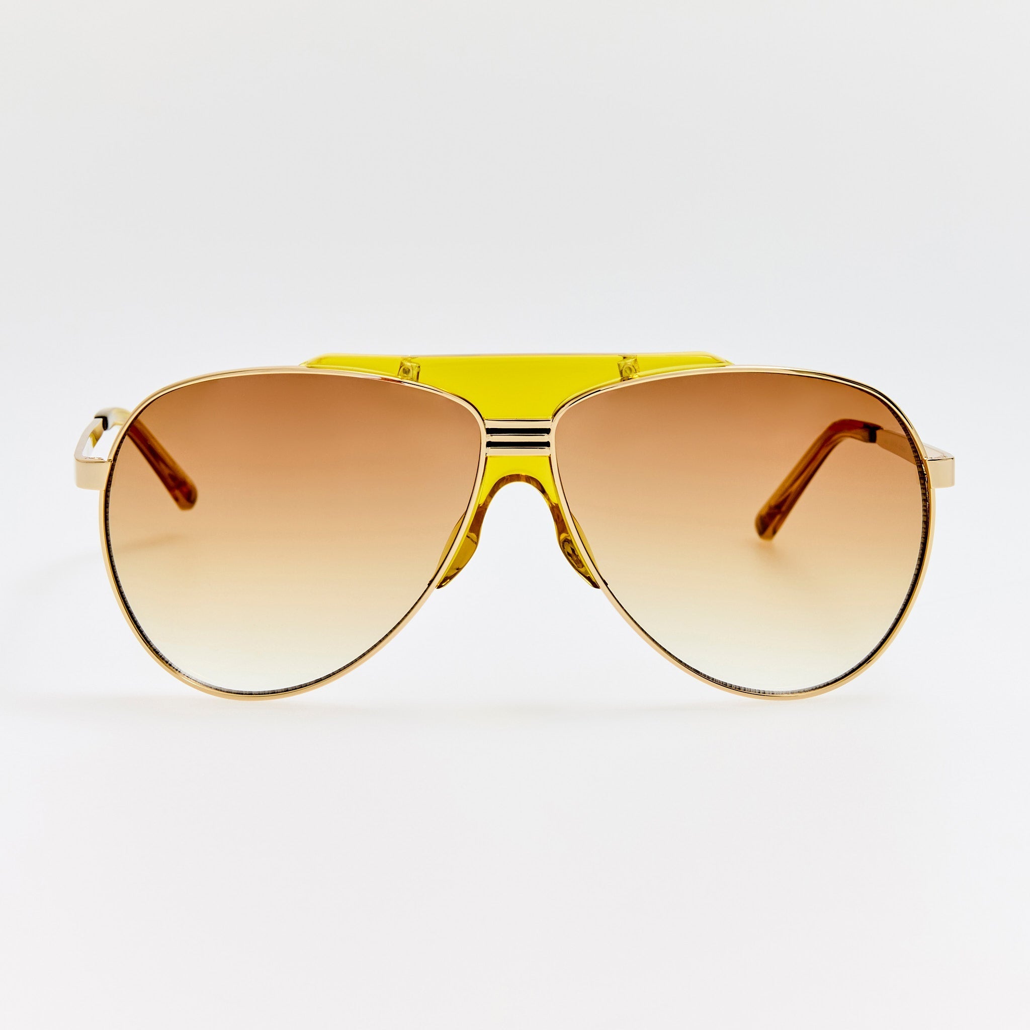 Amelia Sunglasses in Gold and Mustard - LINDA FARROW - Sunglasses -