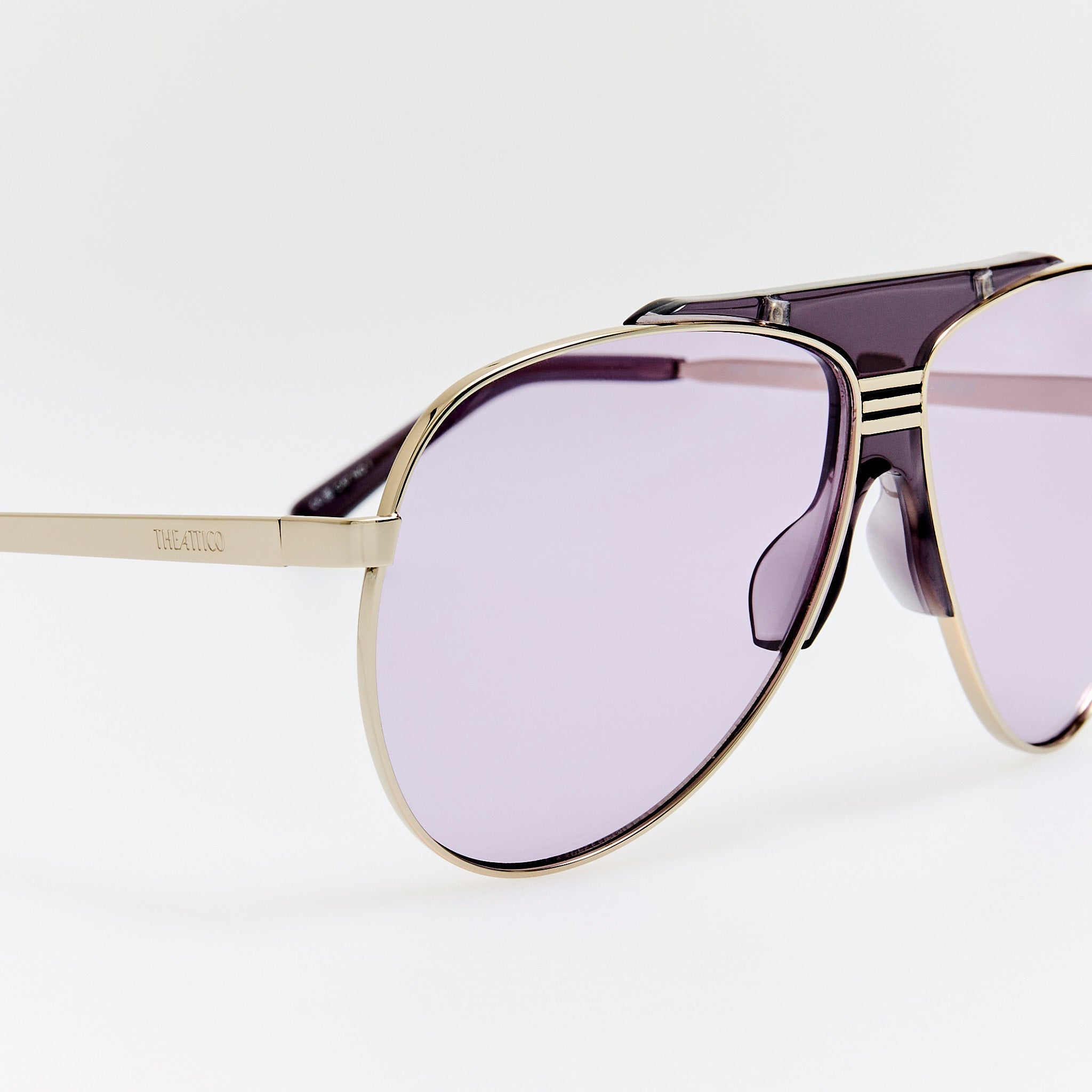 Amelia Sunglasses in Silver and Purple - LINDA FARROW - Sunglasses -