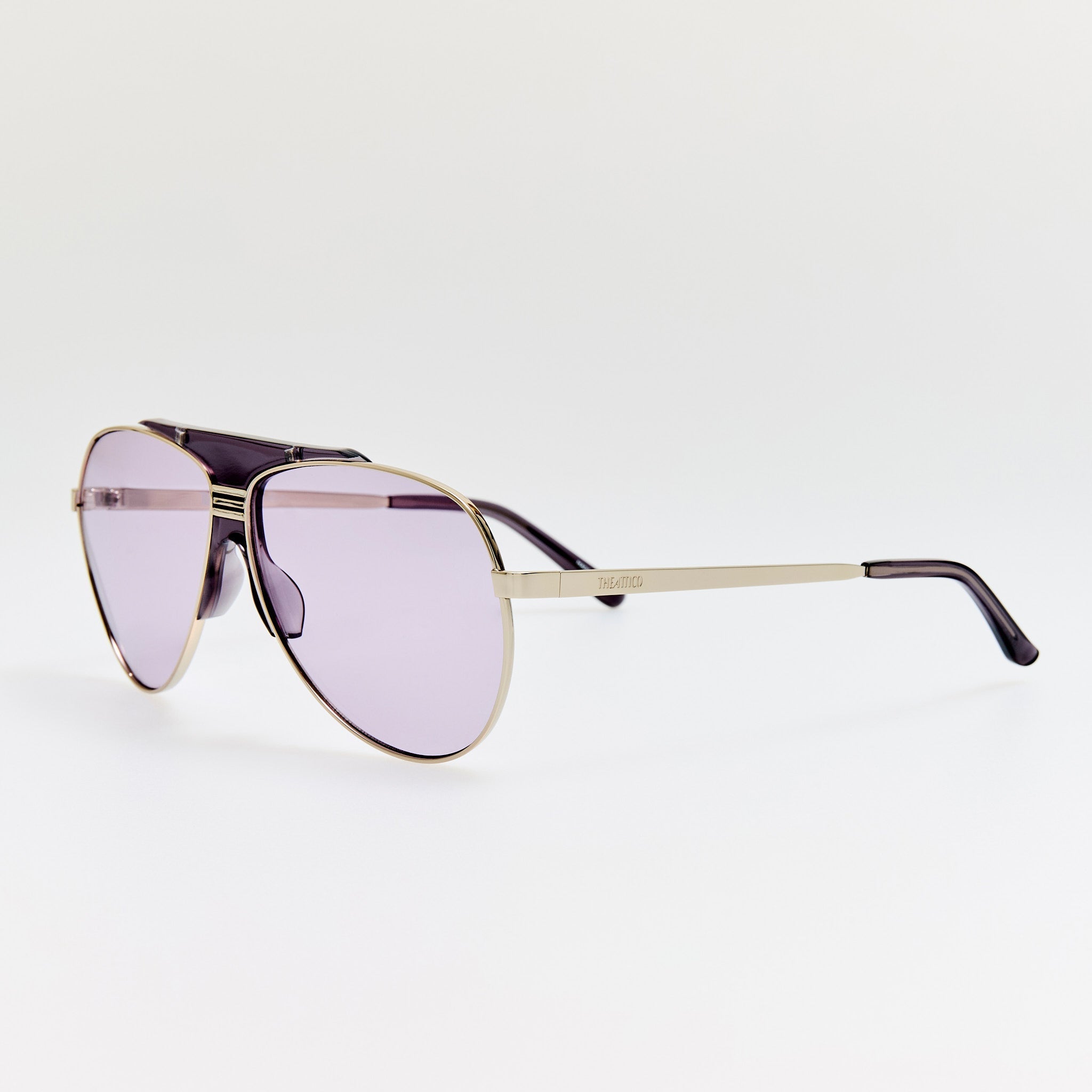 Amelia Sunglasses in Silver and Purple - LINDA FARROW - Sunglasses -
