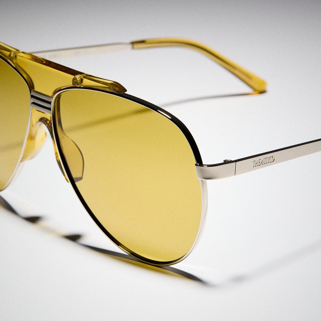 Amelia Sunglasses in Silver and Yellow - LINDA FARROW-Sunglasses-