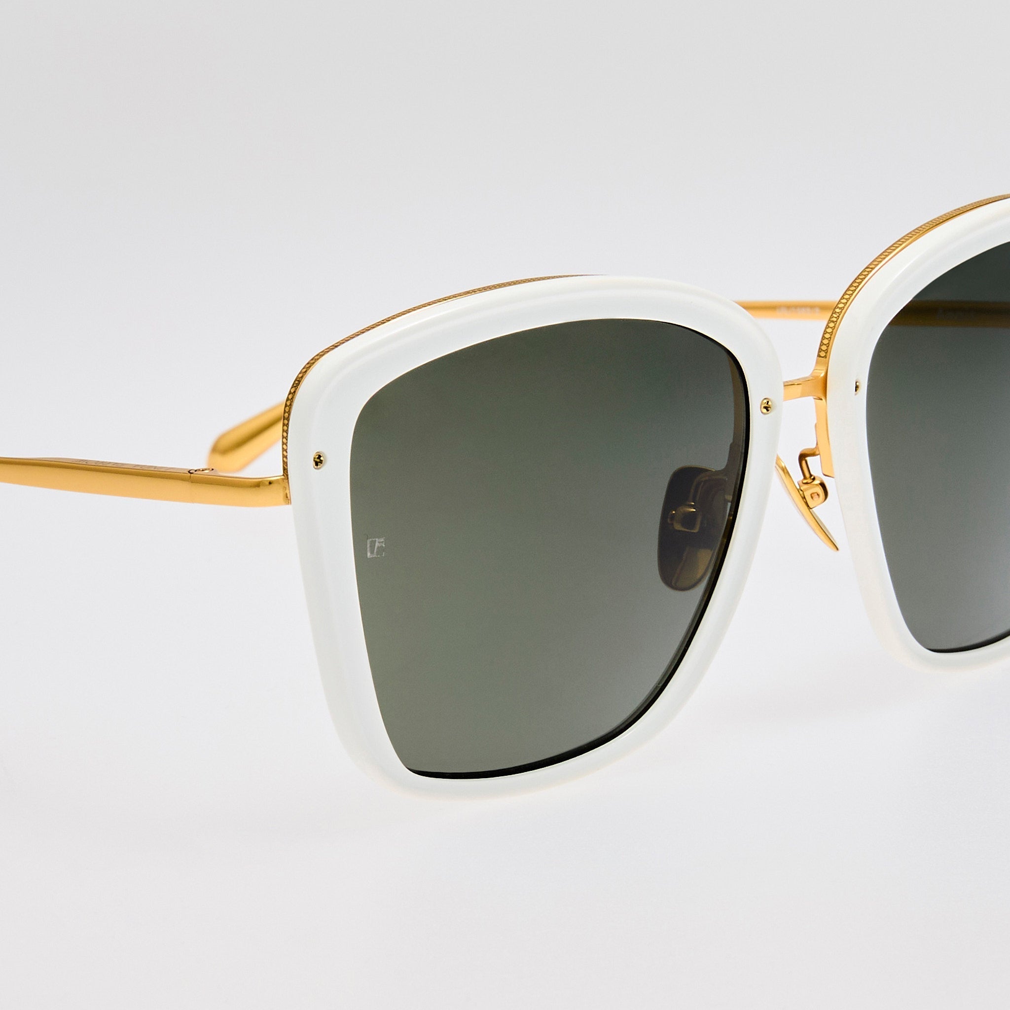 Anais Sunglasses in 22K White Gold and Grey - LINDA FARROW - Sunglasses -