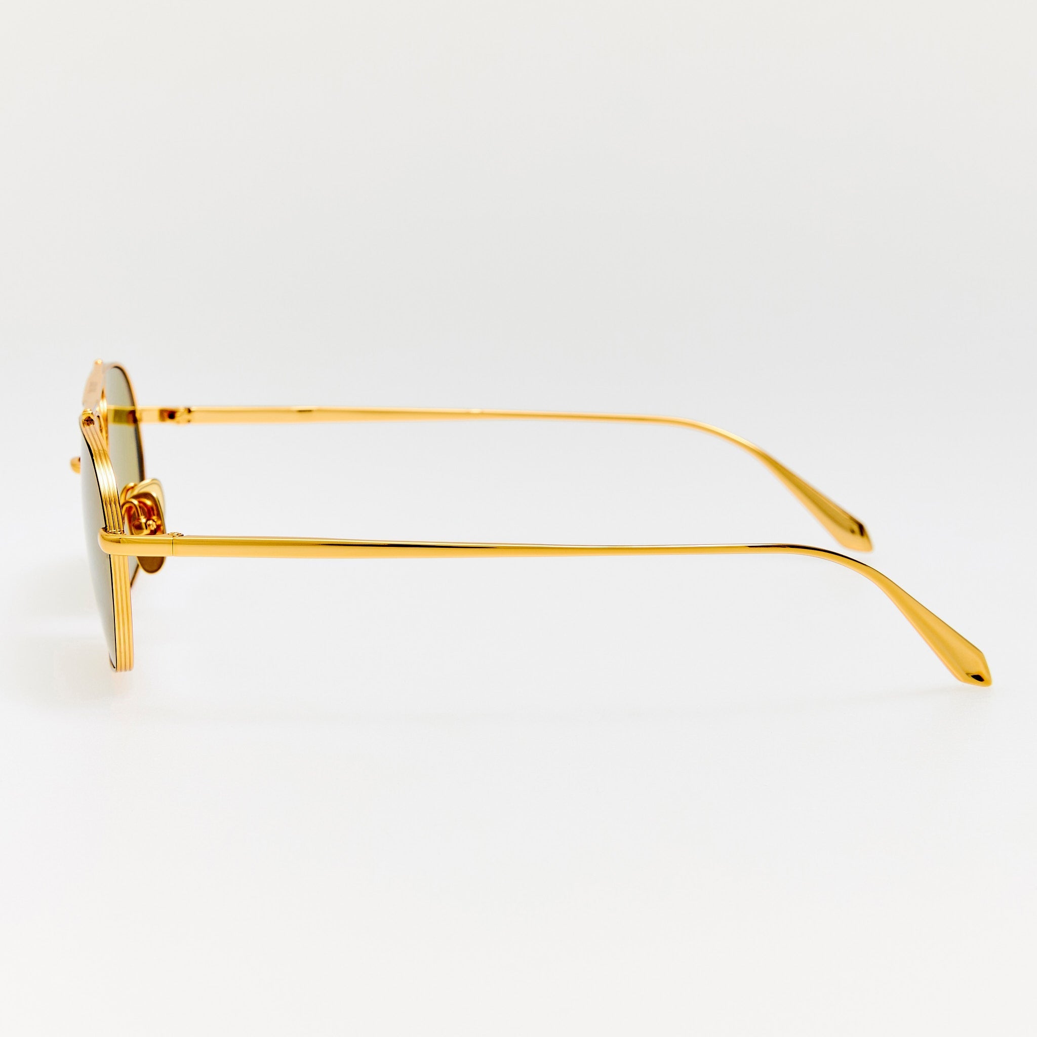 Arden Sunglasses in 22K Gold and Green Photochromic Lenses - LINDA FARROW - Sunglasses -