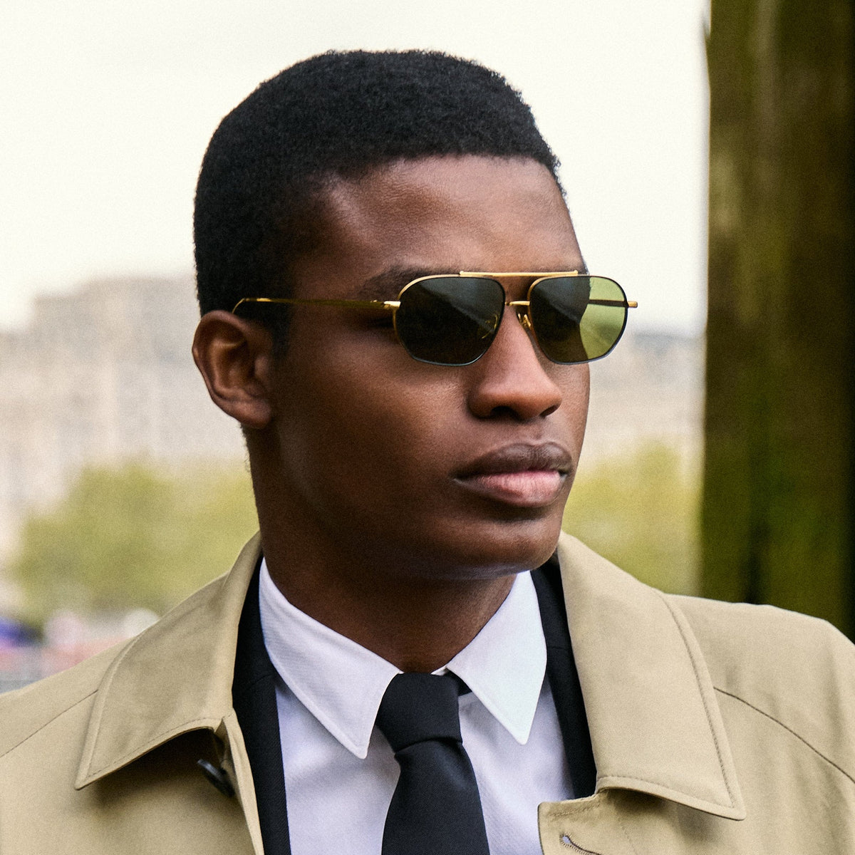 Arden Sunglasses in 22K Gold & Green Barberini® Photochromic Transition Lenses - LINDA FARROW-Sunglasses-