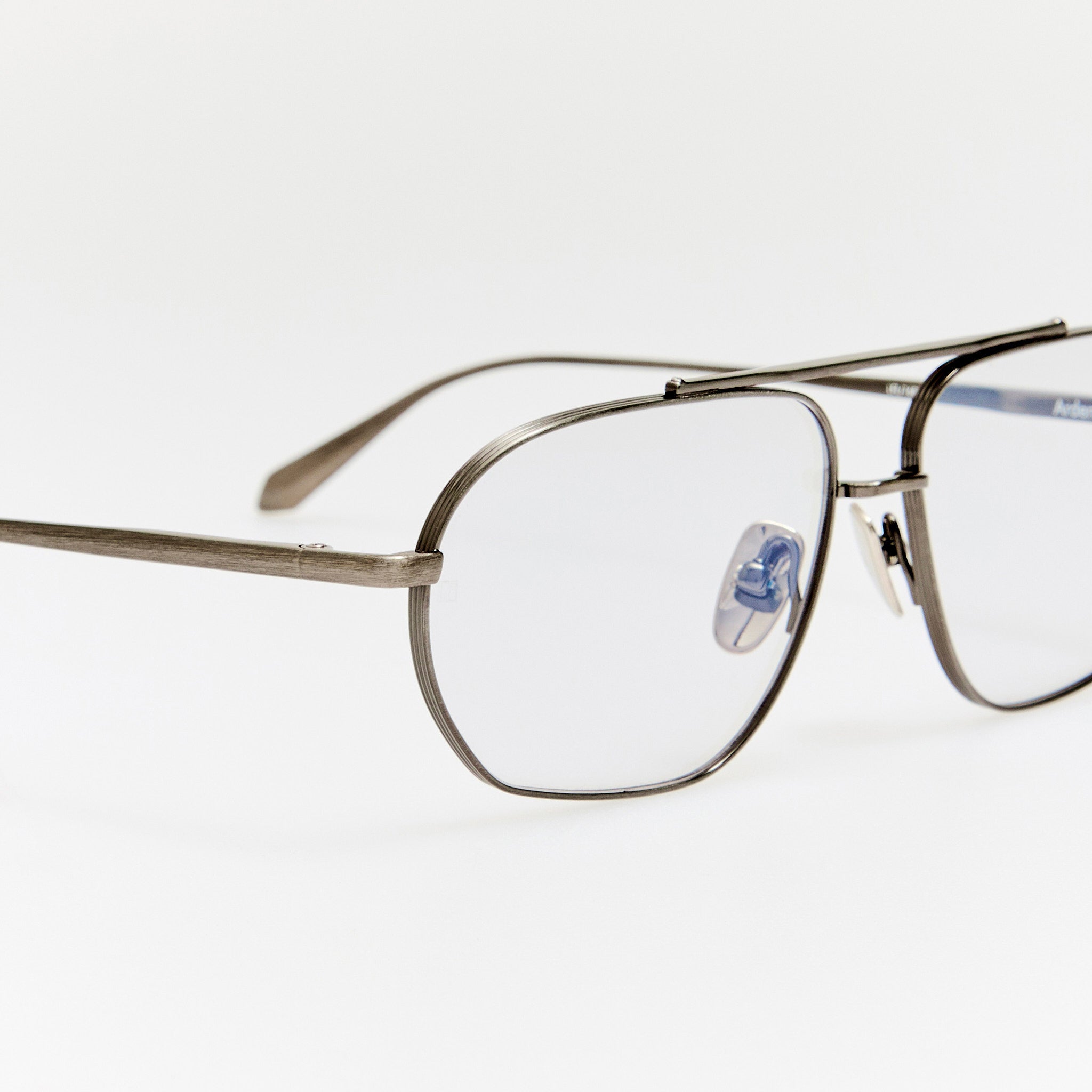 Arden Sunglasses in Matt Antique Silver and Grey Photochromic Lenses - LINDA FARROW - Sunglasses -