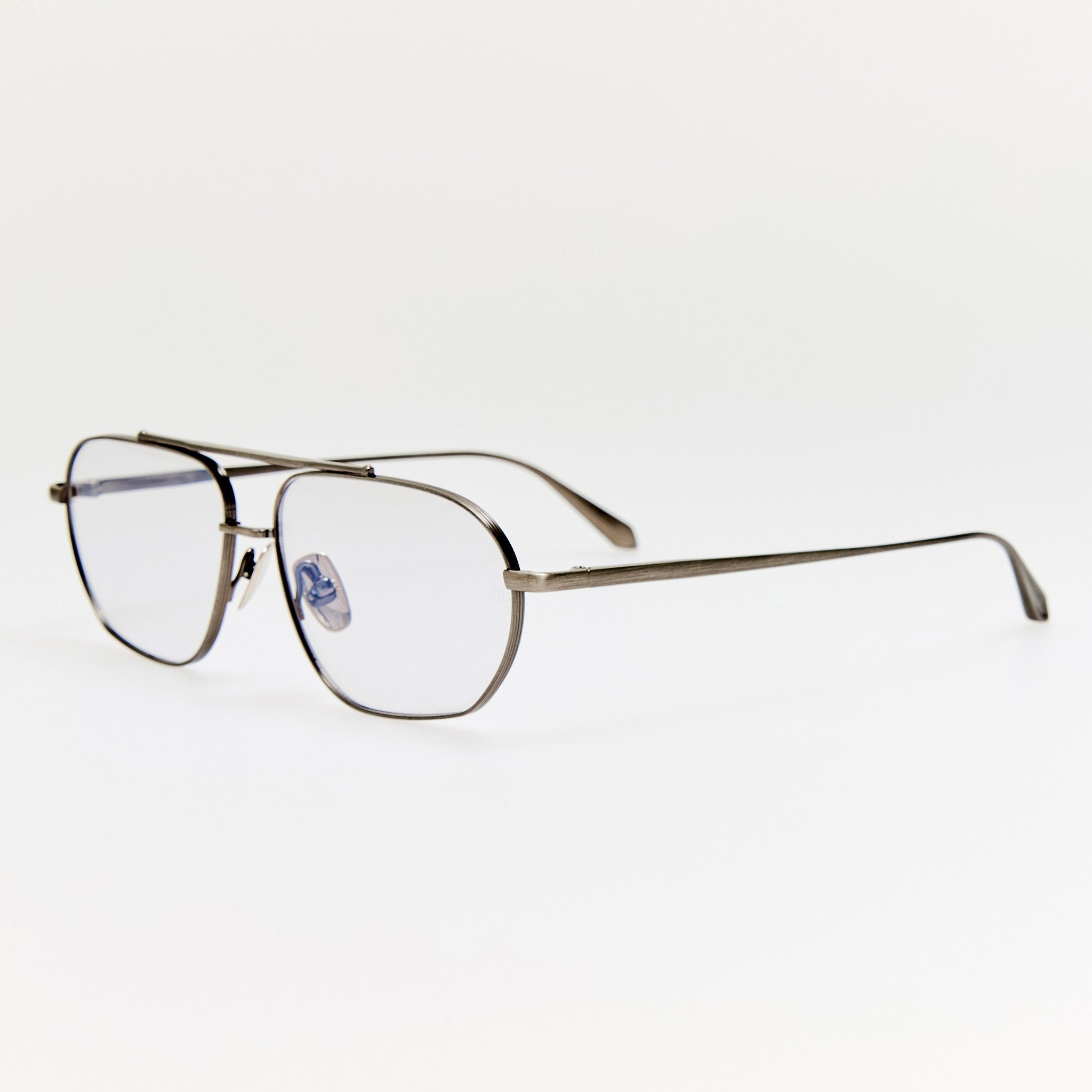 Arden Sunglasses in Matt Antique Silver and Grey Photochromic Lenses - LINDA FARROW - Sunglasses -