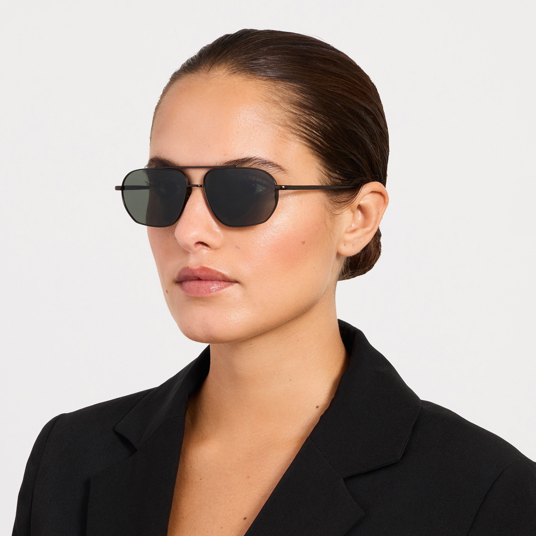 Arden Sunglasses in Matt Black Nickel - LINDA FARROW - Sunglasses -
