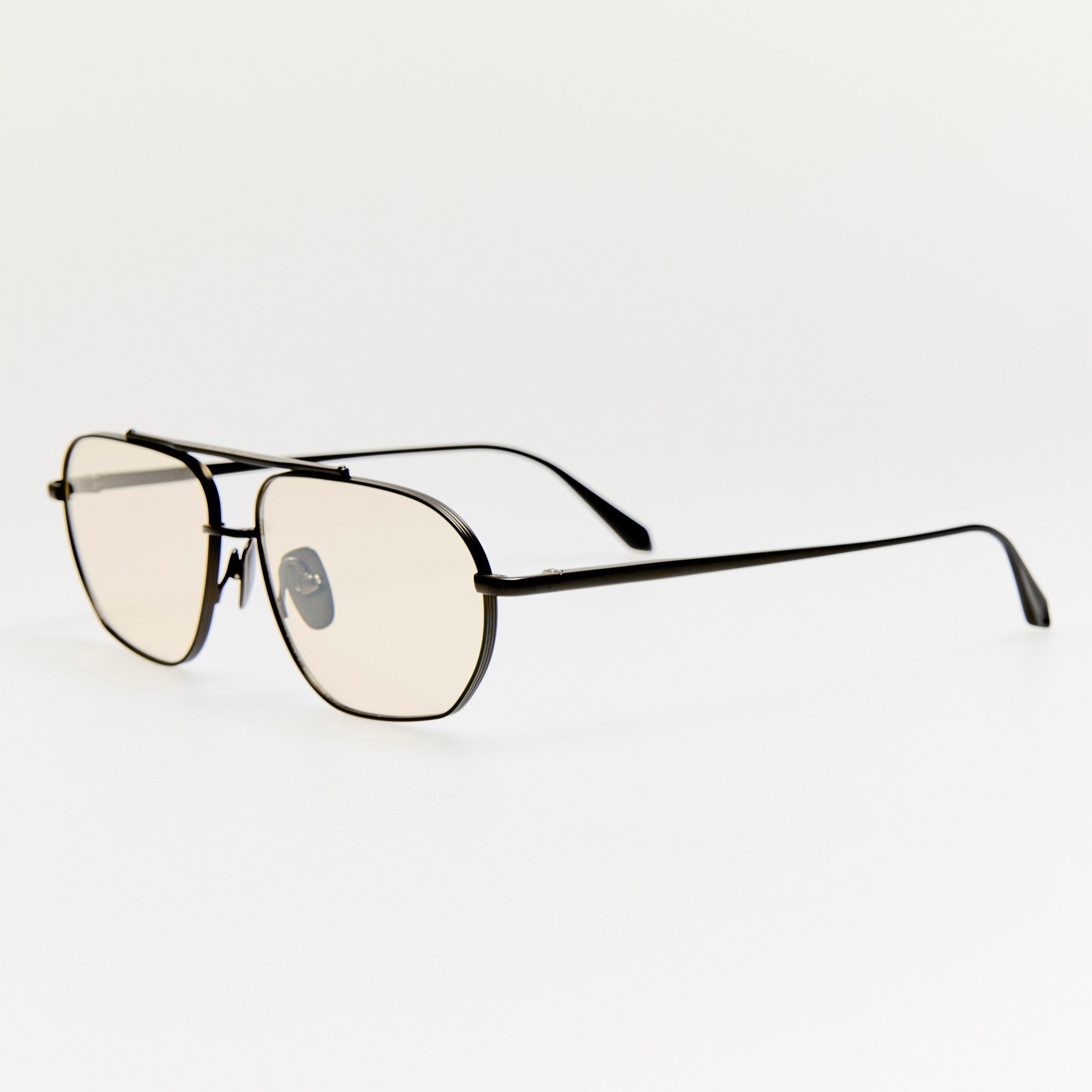 Arden Sunglasses in Matt Nickel and Yellow Photochromic Lenses - LINDA FARROW - Sunglasses -