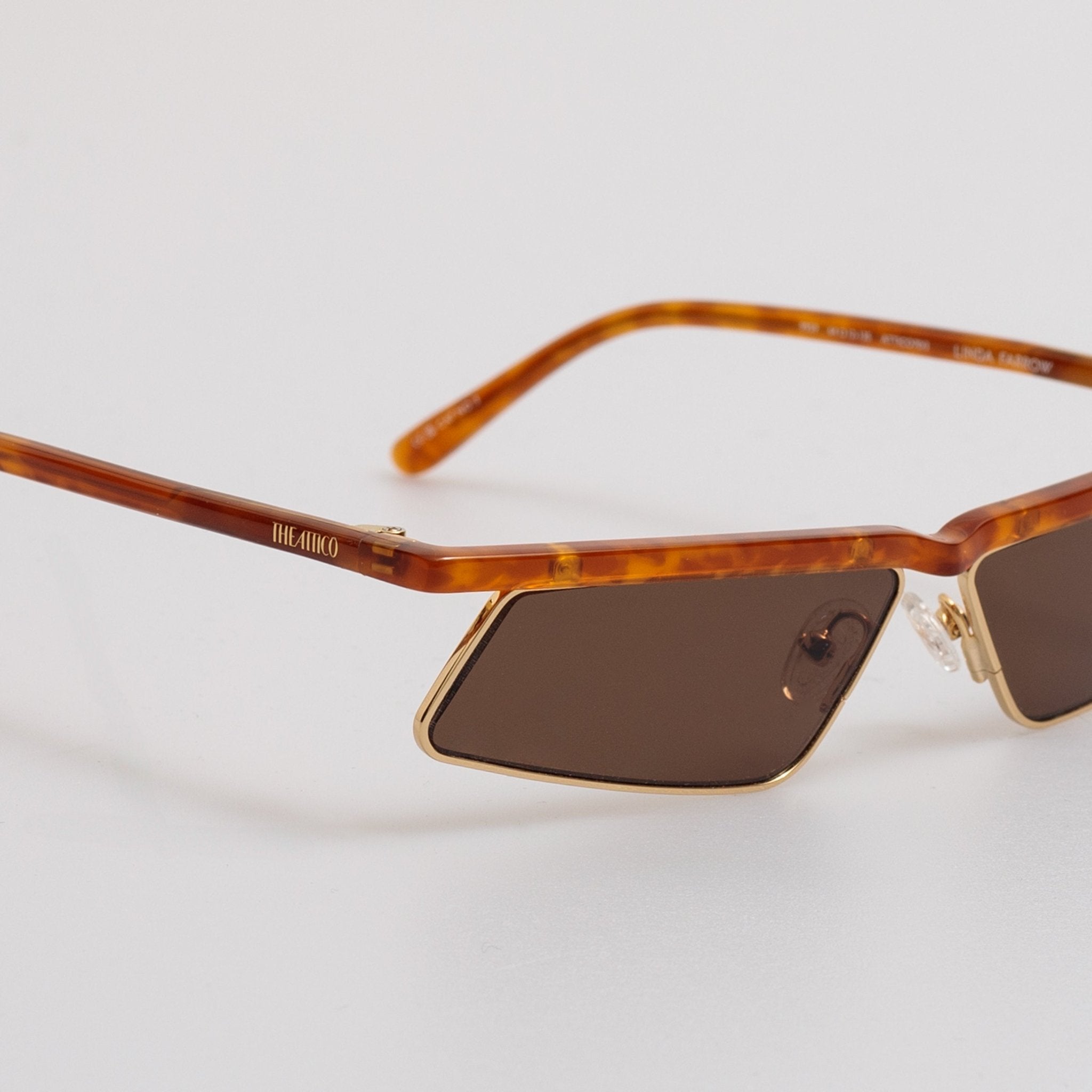 Aria Cat Eye Sunglasses in Yellow Gold and Brown - LINDA FARROW - Sunglasses -