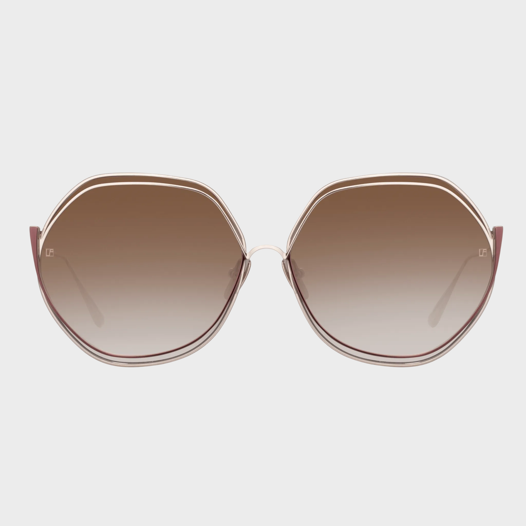 Aspen Sunglasses in 22K Gold and Mocha - LINDA FARROW - Sunglasses -