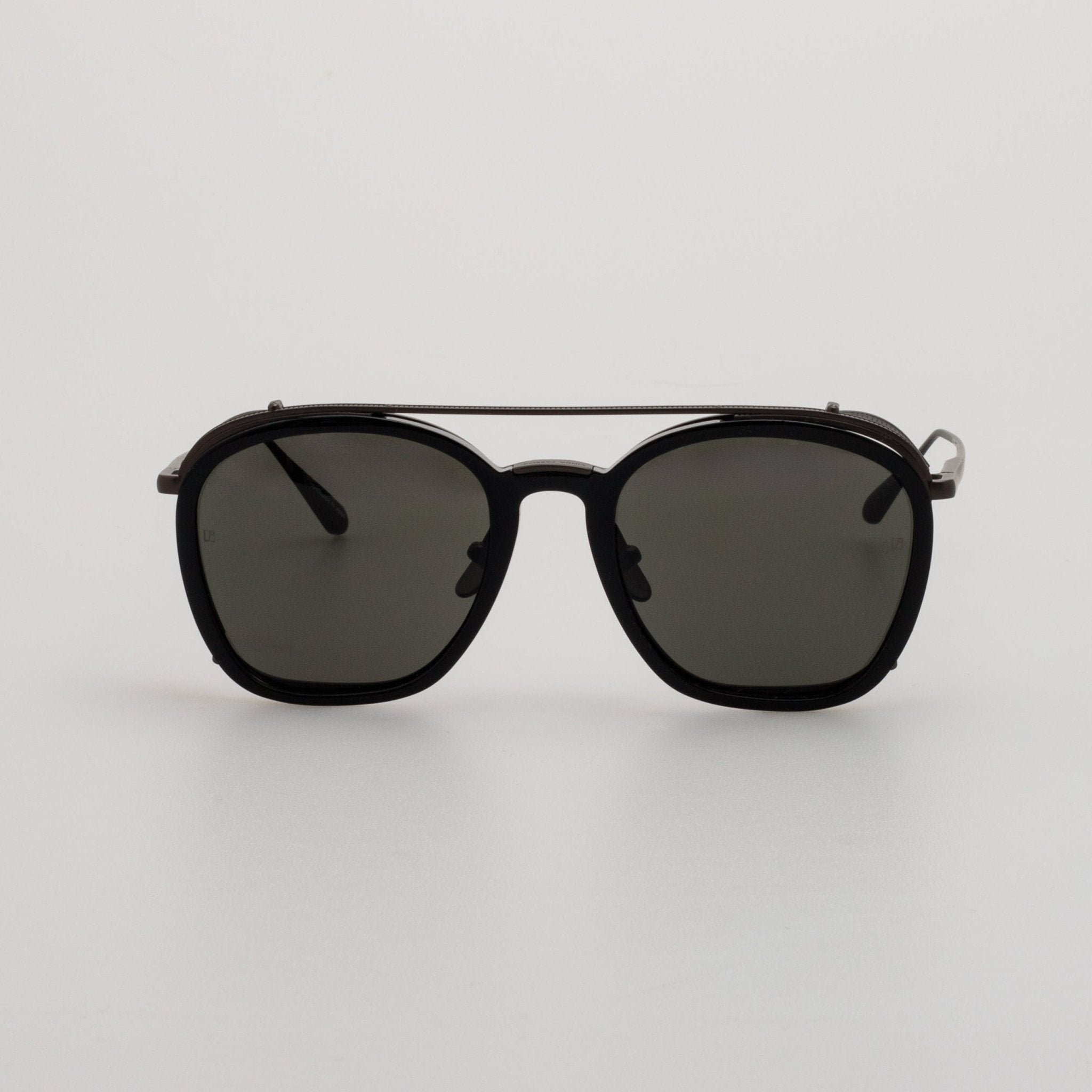 Aston Square Sunglasses in Black Matt Nickel - LINDA FARROW - Sunglasses -