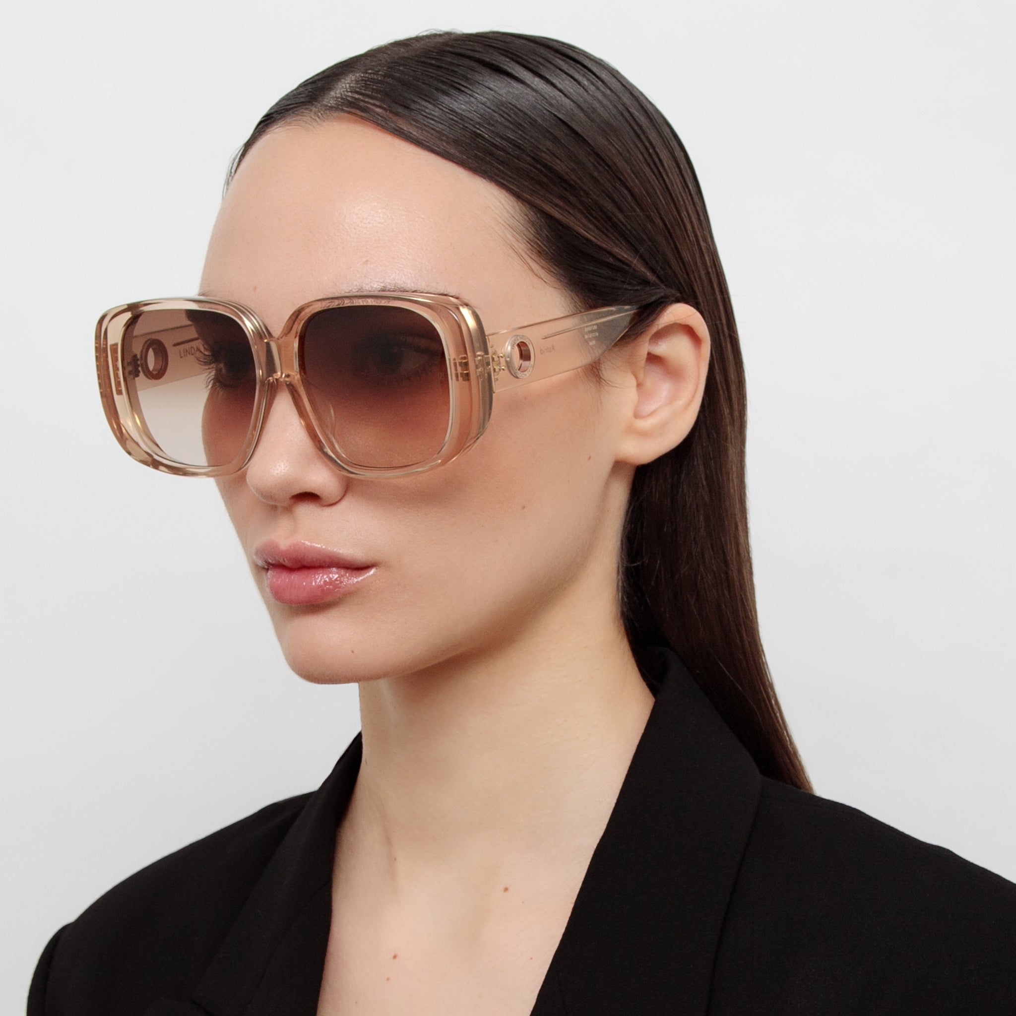 Astrid Oversized Sunglasses in Ash - LINDA FARROW - Sunglasses -