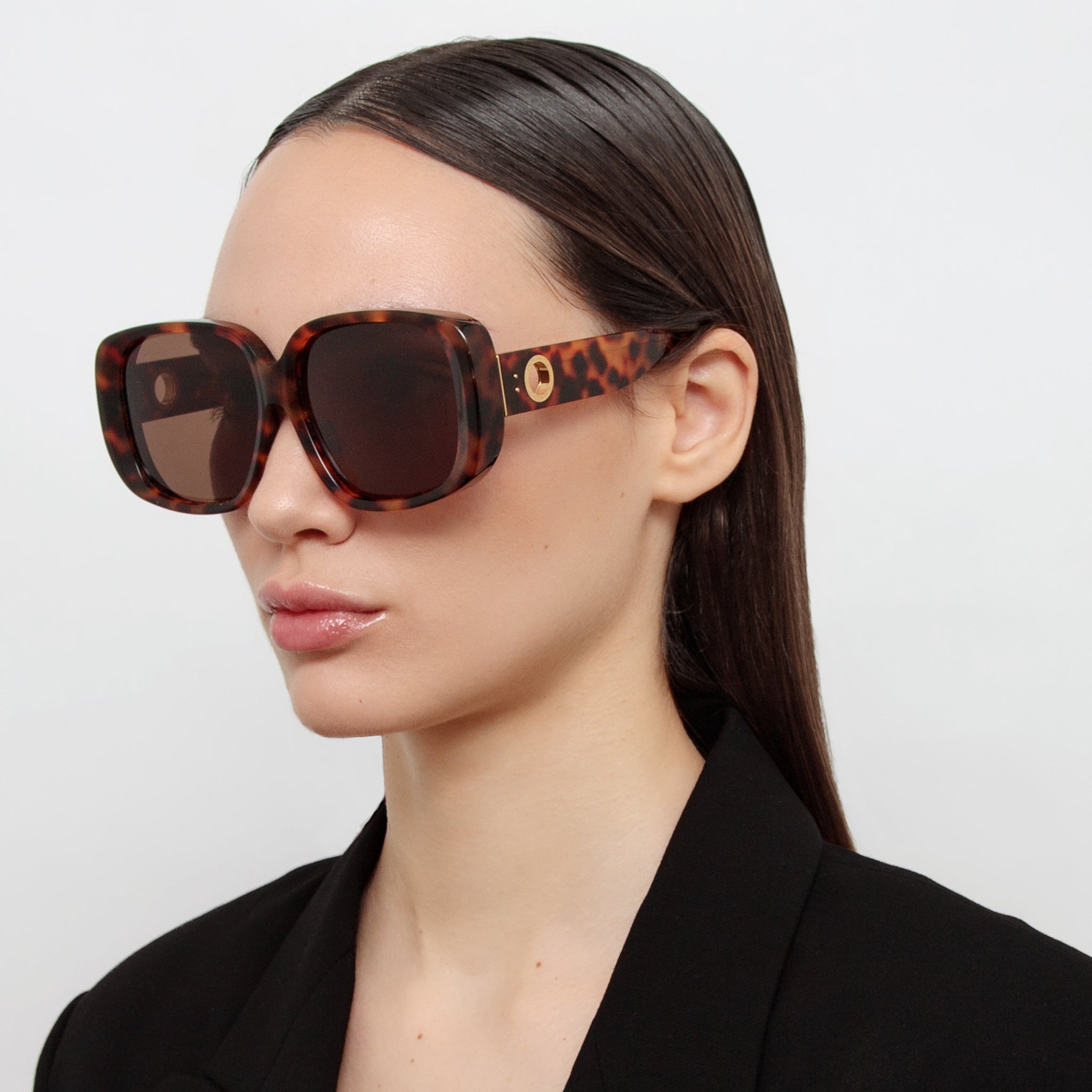 Astrid Oversized Sunglasses in Tortoiseshell - LINDA FARROW - Sunglasses -