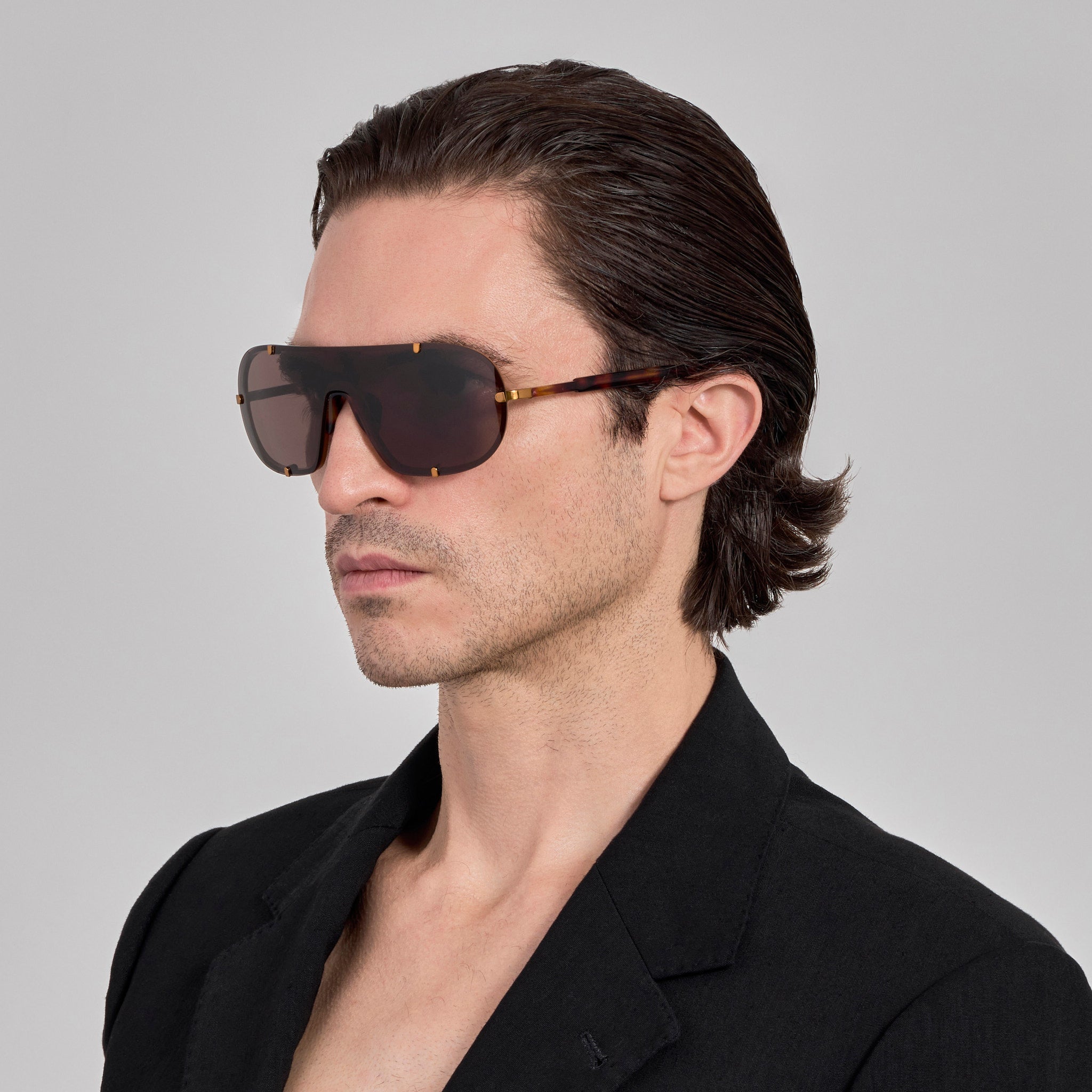 Aviator Sunglasses in Old Gold - LINDA FARROW - Sunglasses -
