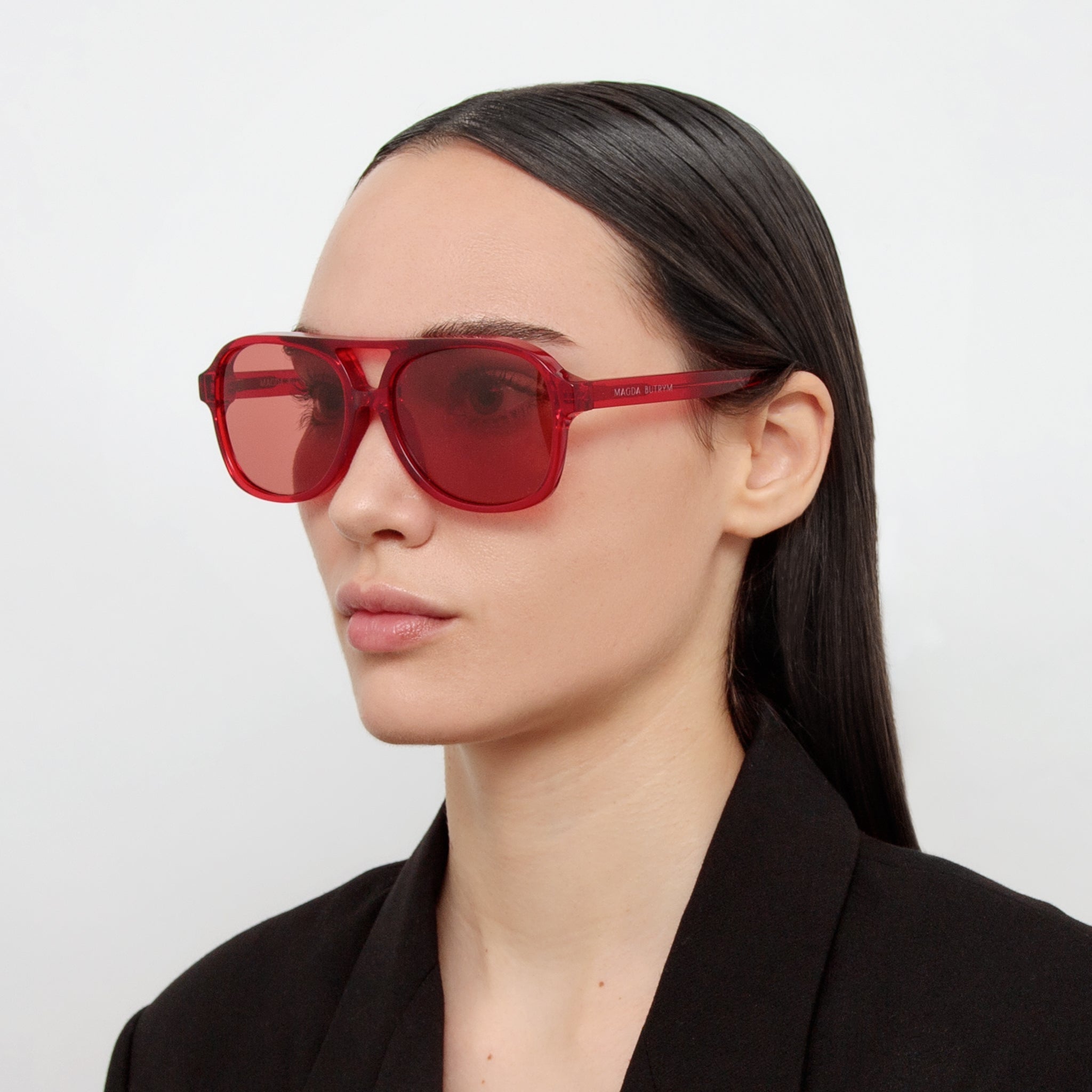 Aviator Sunglasses in Red - LINDA FARROW - Sunglasses -