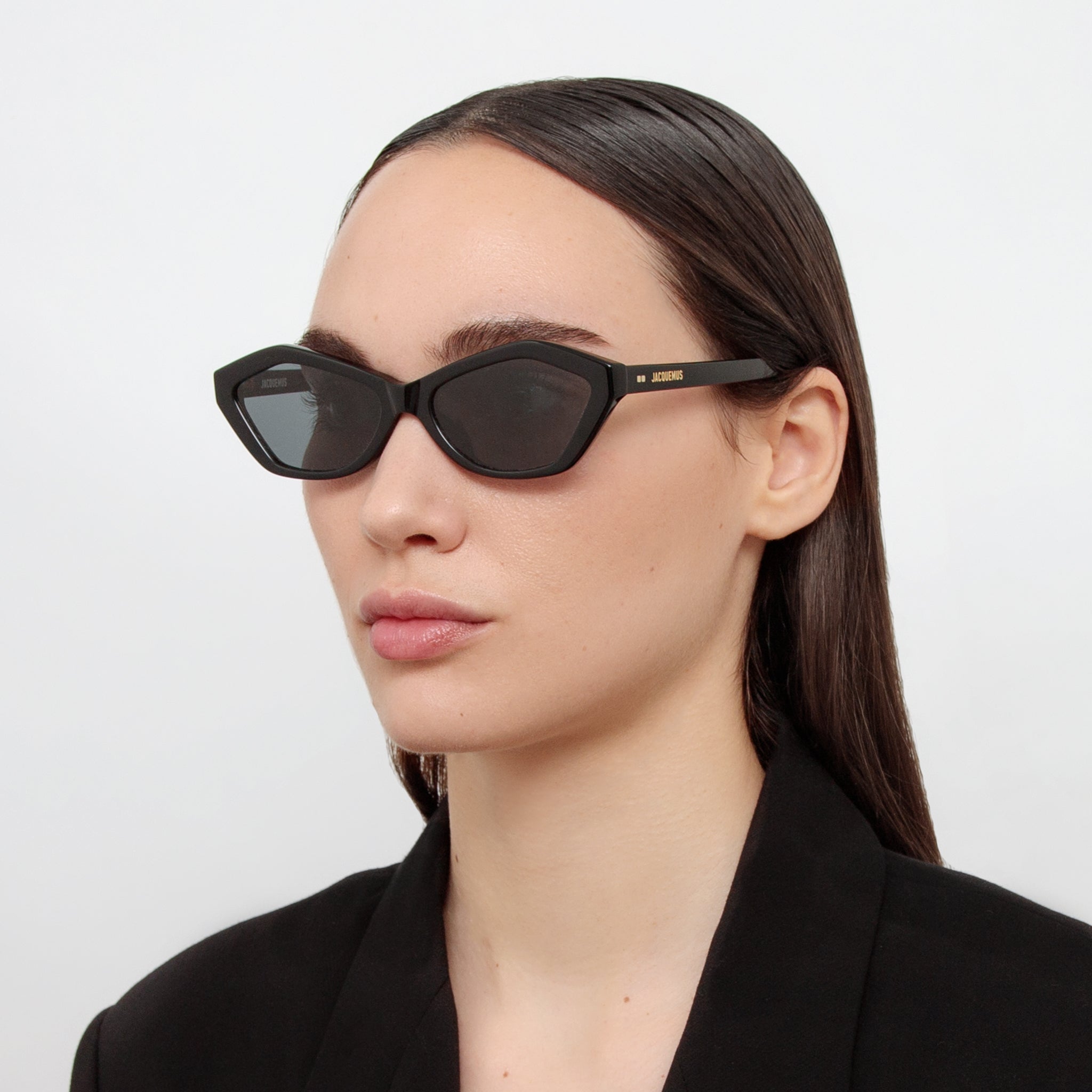 Bambino Angular Sunglasses in Black - LINDA FARROW - Sunglasses -