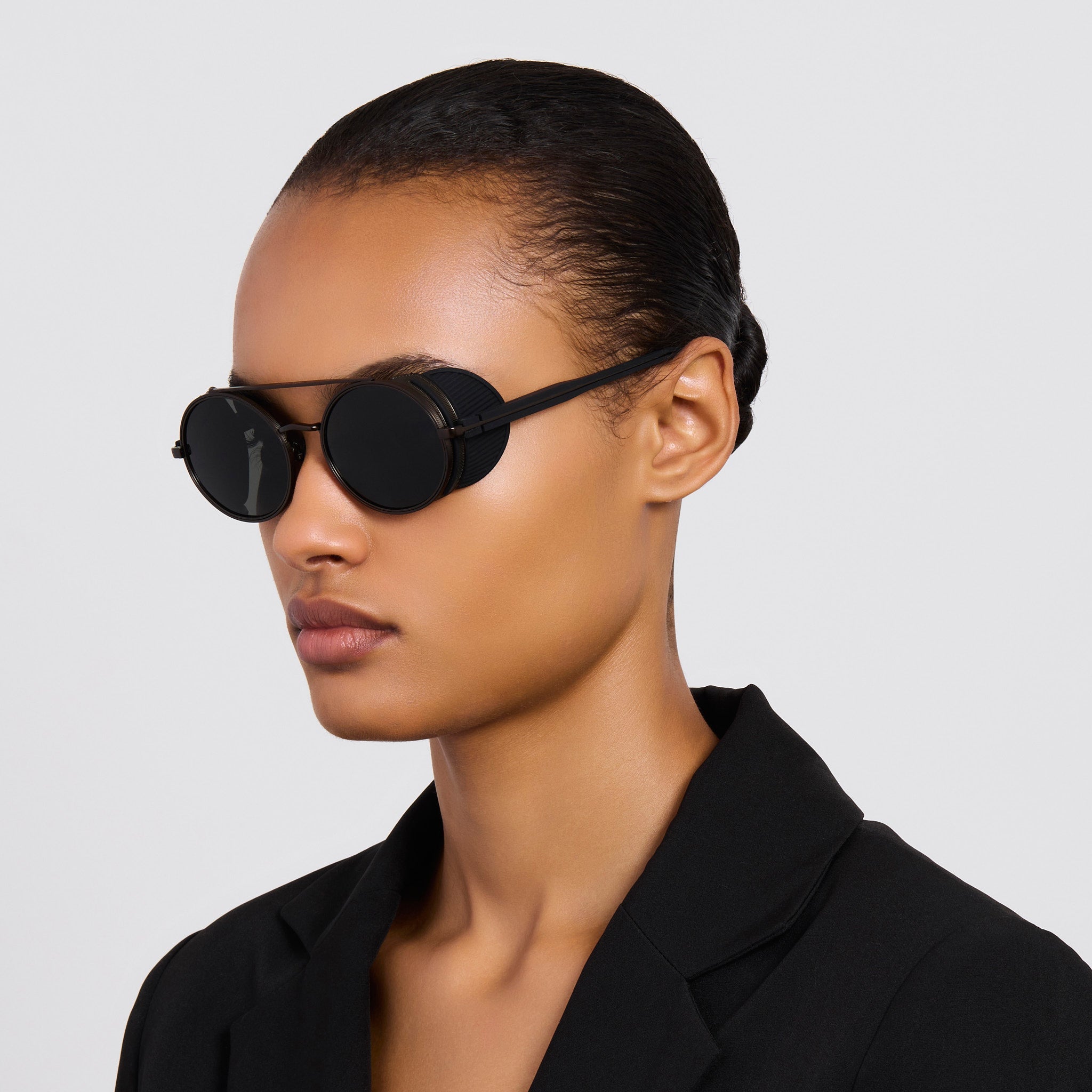 Baret Explorer Sunglasses in Matt Black Nickel - LINDA FARROW - Sunglasses -