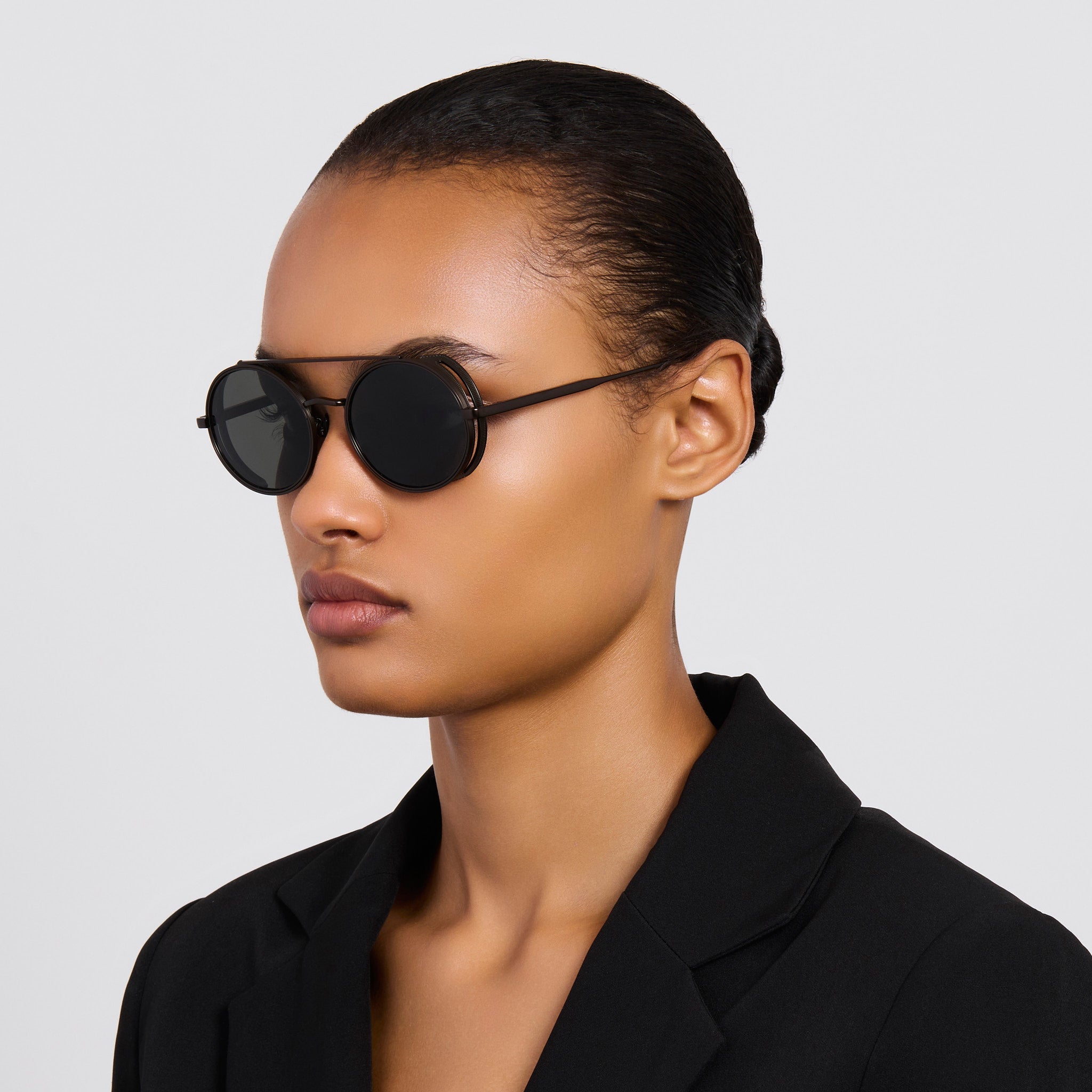 Baret Explorer Sunglasses in Matt Black Nickel - LINDA FARROW - Sunglasses -