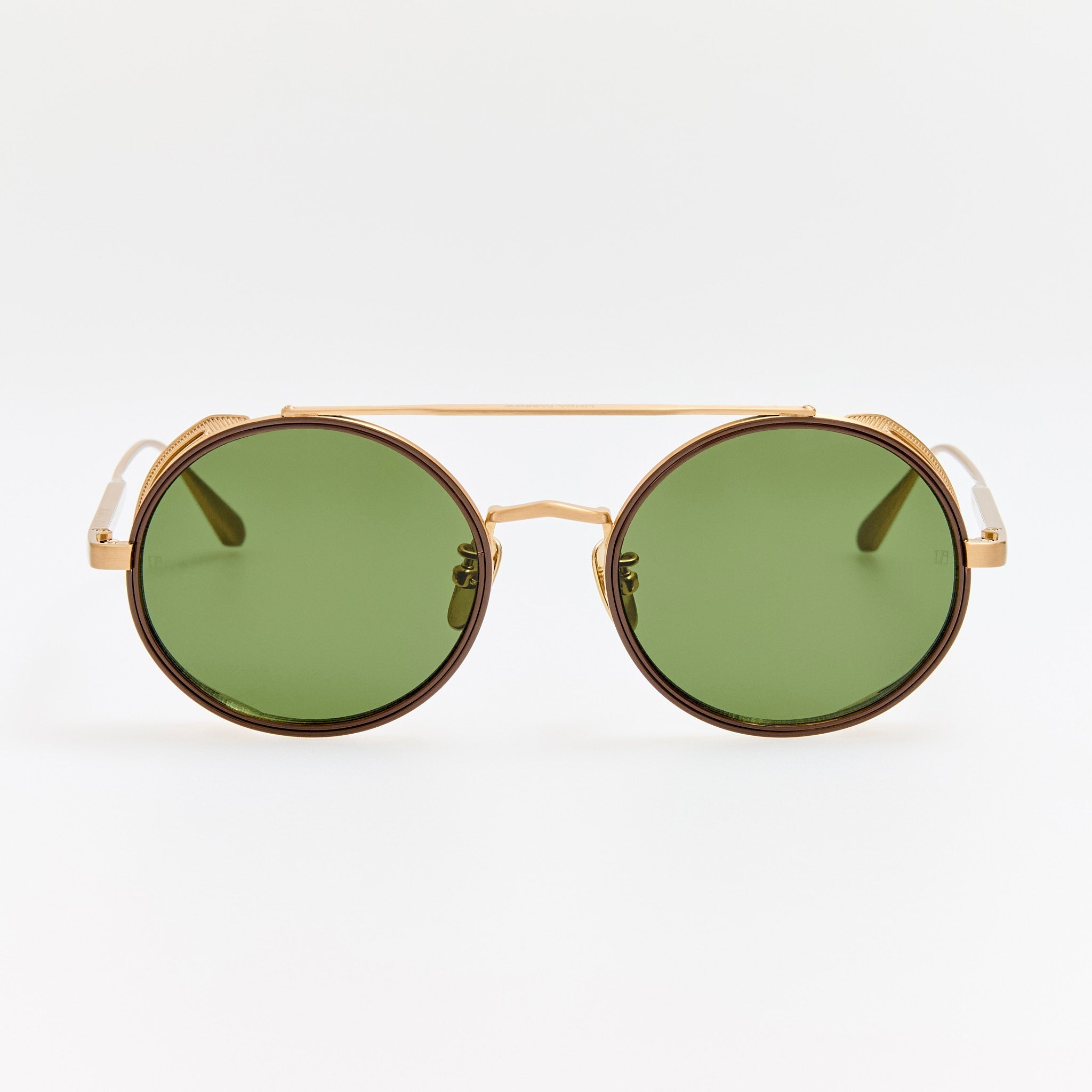 Baret Explorer Sunglasses in Matt Champagne and Green - LINDA FARROW - Sunglasses -