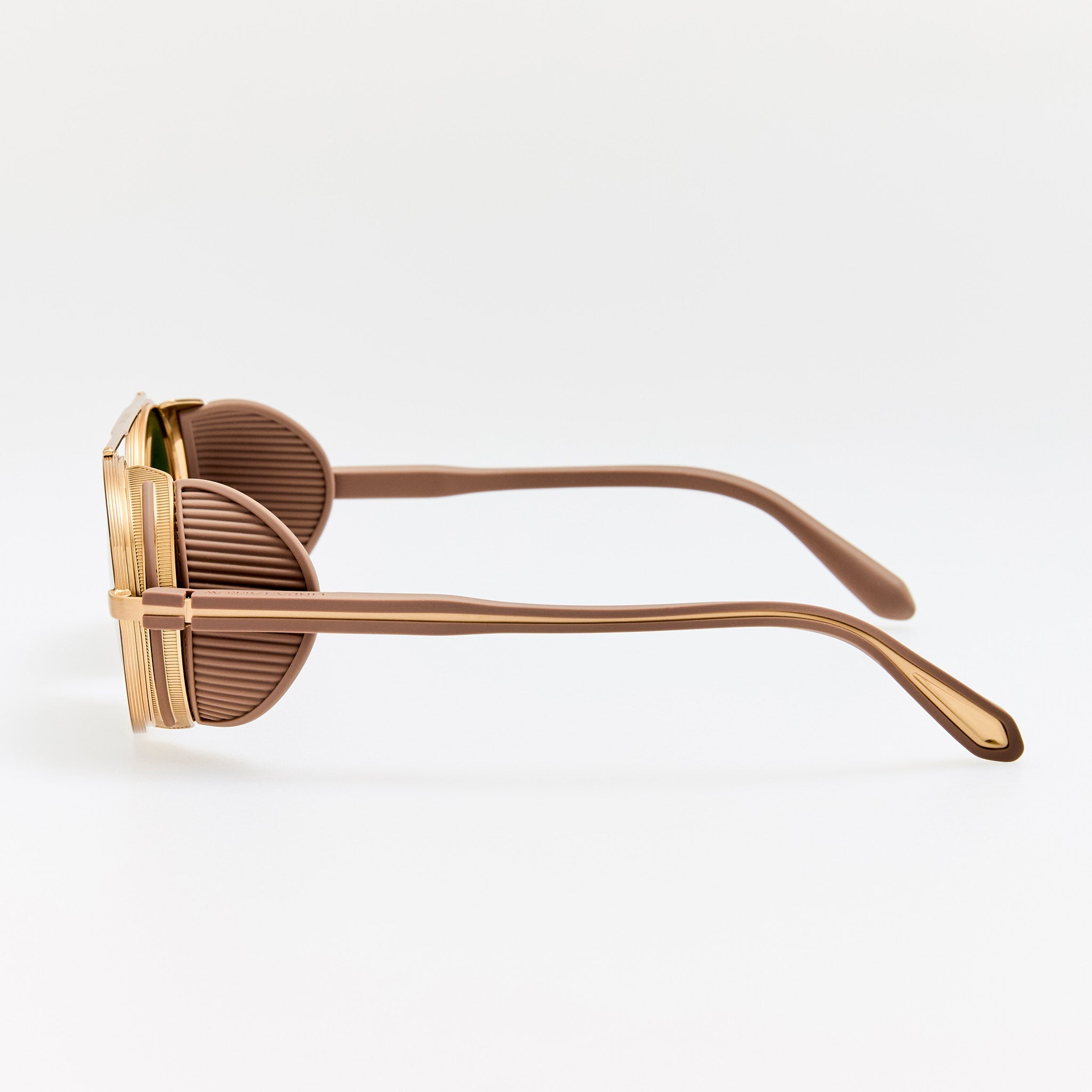 Baret Explorer Sunglasses in Matt Champagne and Green - LINDA FARROW - Sunglasses -