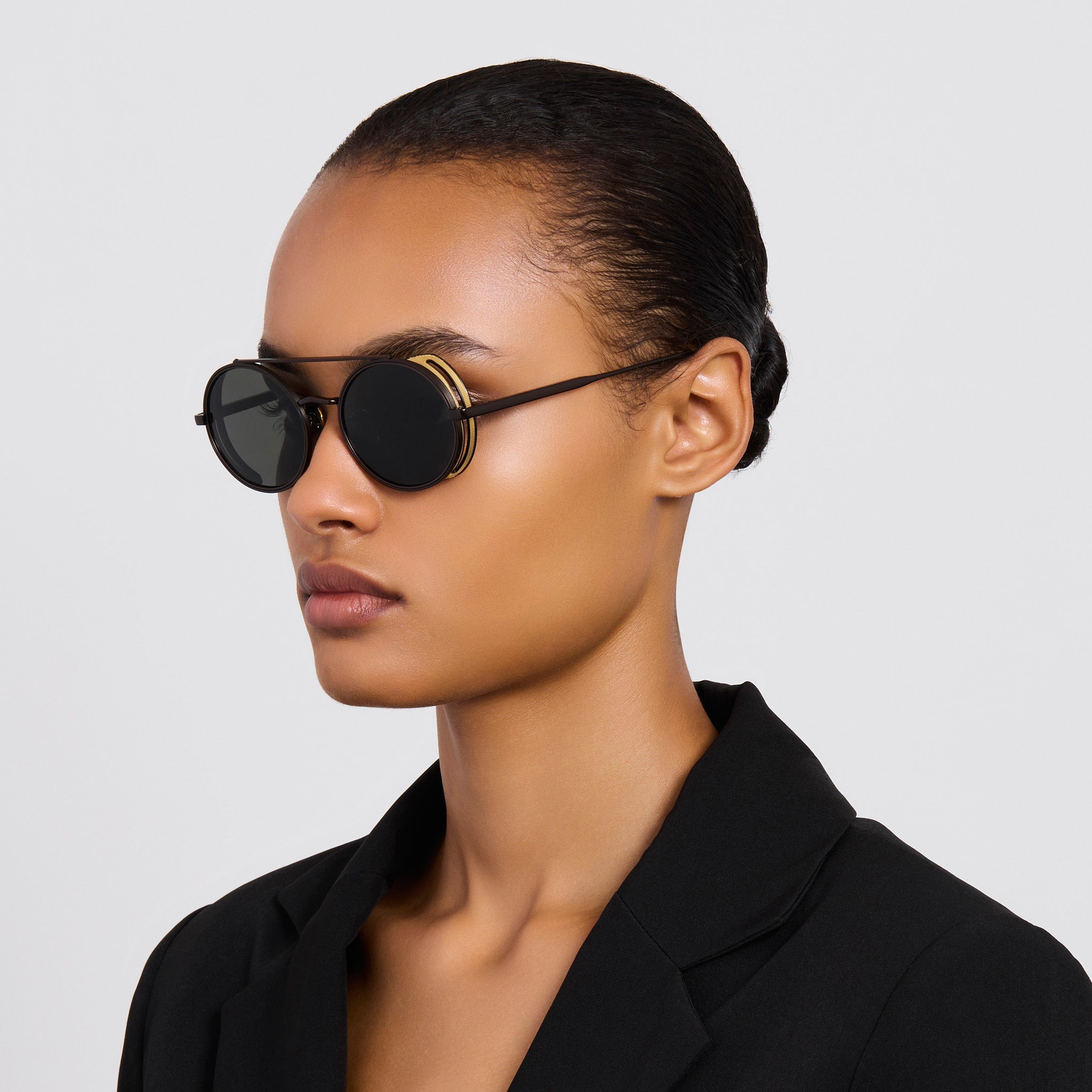 Baret Explorer Sunglasses in Matt Nickel and 22K Gold - LINDA FARROW - Sunglasses -
