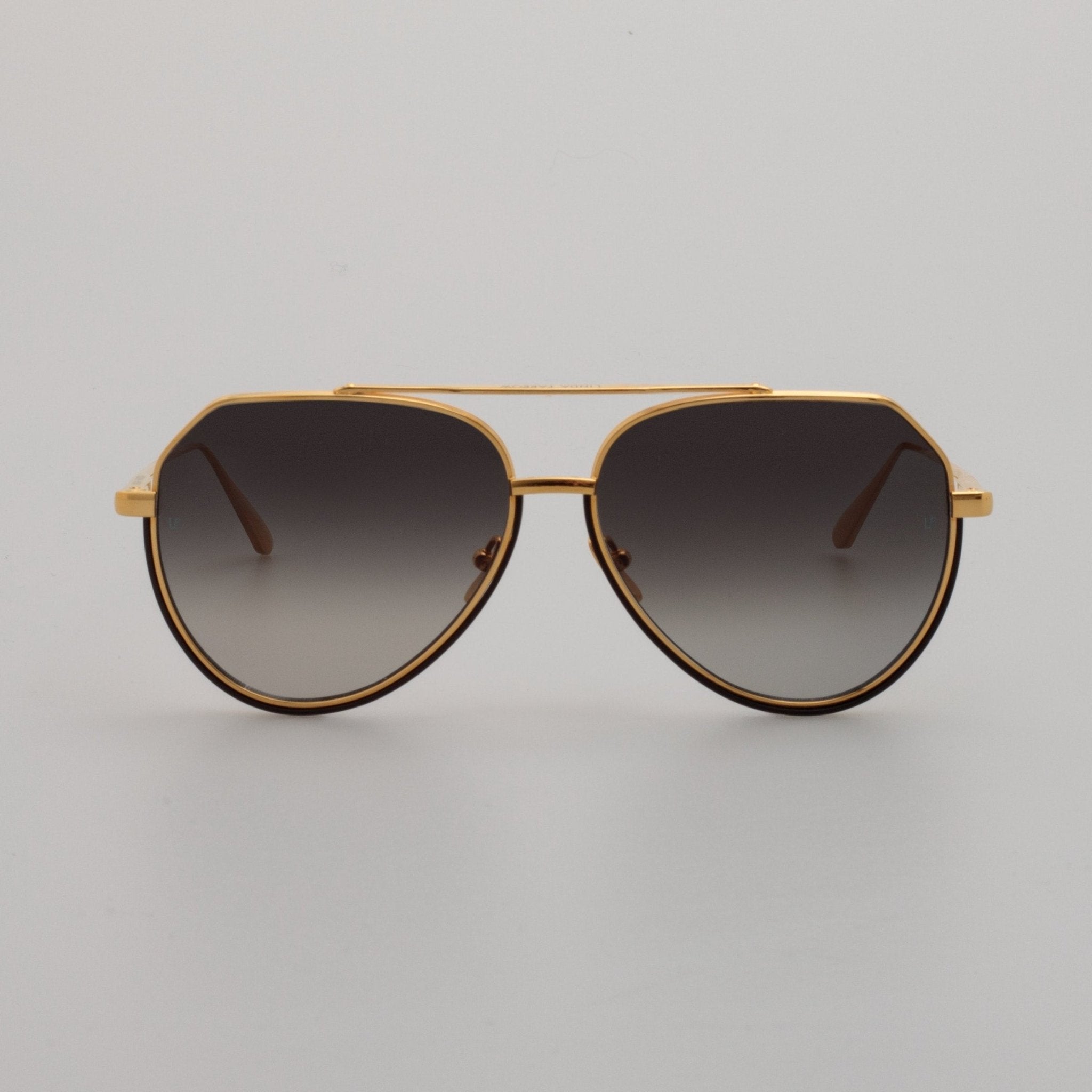 Bayer Sunglasses in 22K Gold and Grey - LINDA FARROW - Sunglasses -