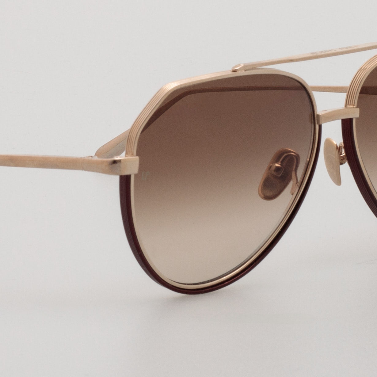 Bayer Sunglasses in 22K Gold and Mocha - LINDA FARROW - Sunglasses -