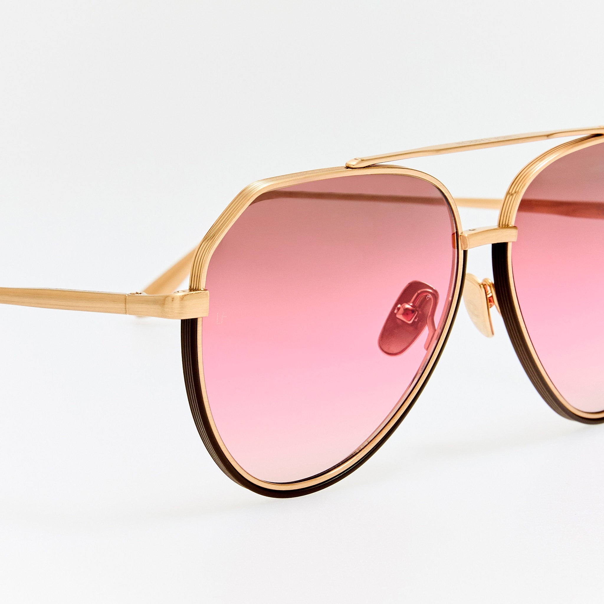 Bayer Sunglasses in Matt Champagne and Pink - LINDA FARROW - Sunglasses -