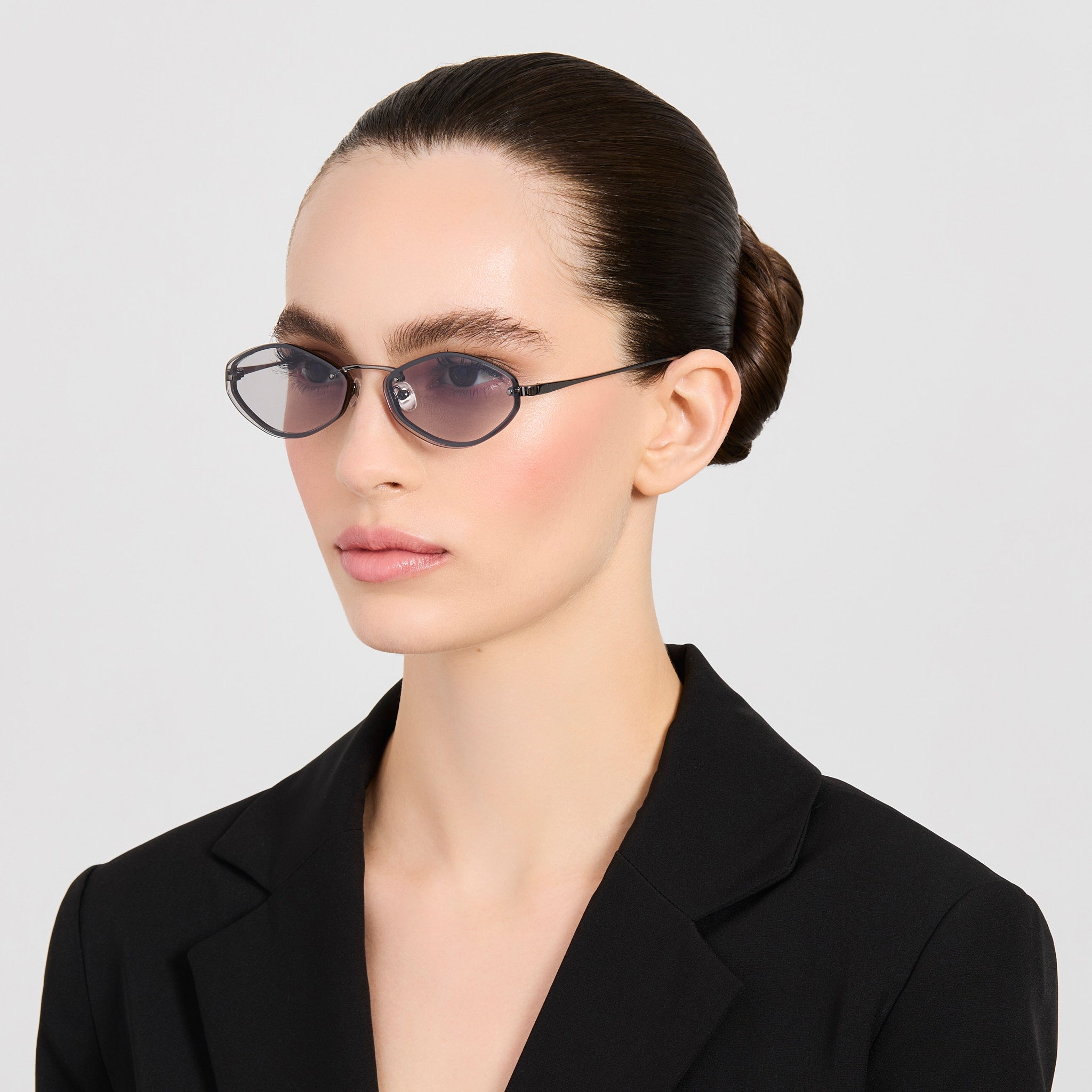 Bellini Sunglasses in Nickel and Smoke - LINDA FARROW-Sunglasses-