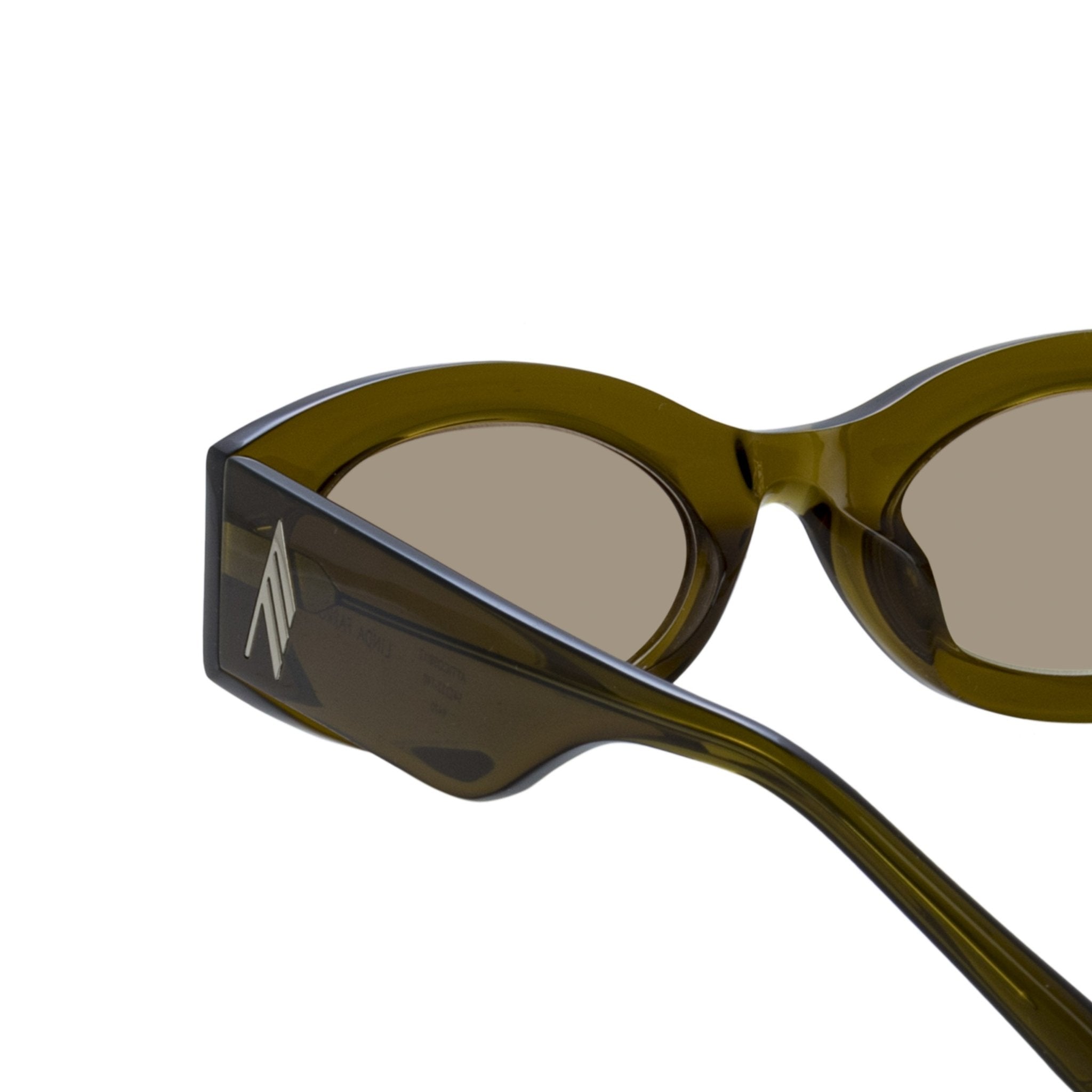Berta Oval Sunglasses in Olive - LINDA FARROW - Sunglasses -