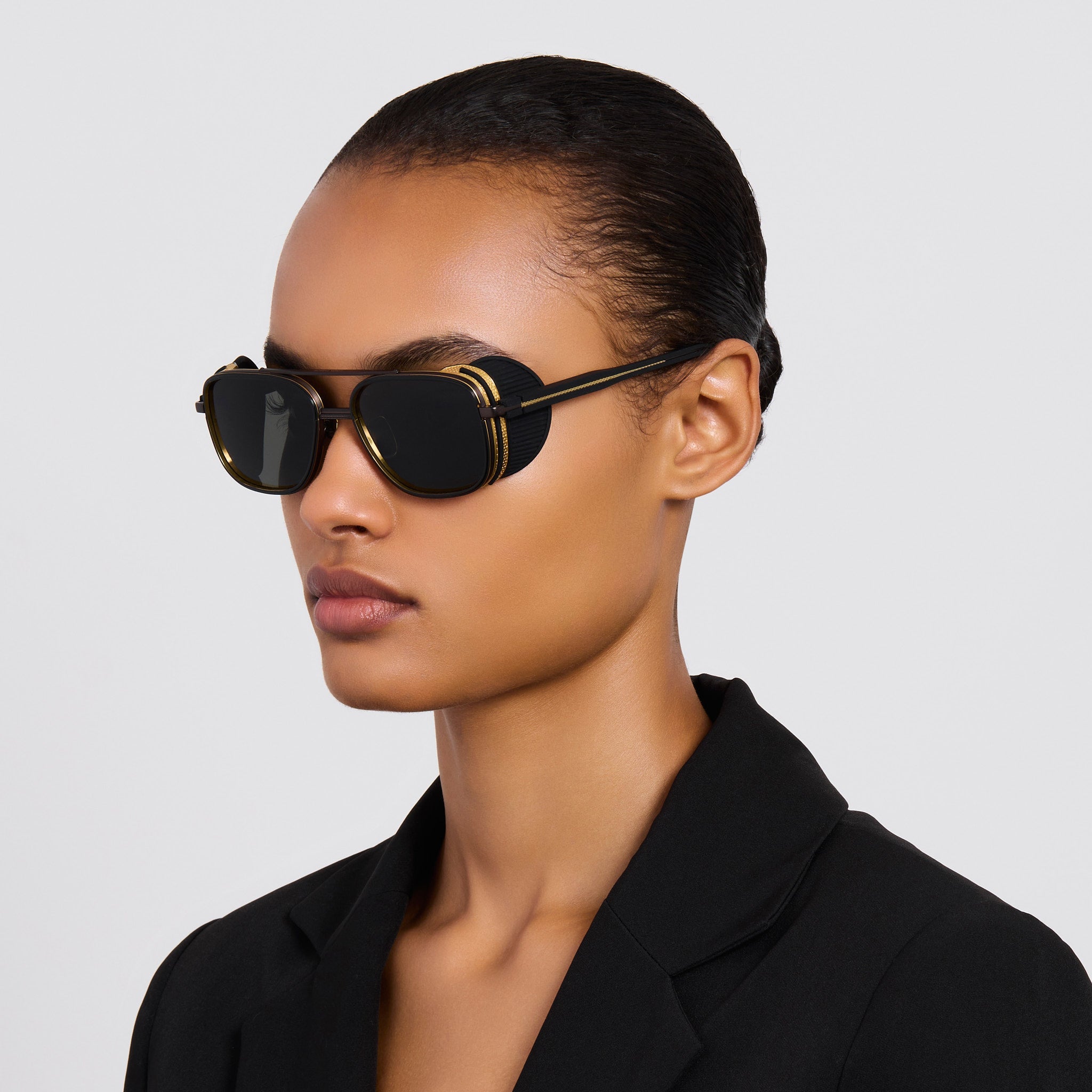 Boyd Explorer Sunglasses in Matt Nickel and 22K Gold - LINDA FARROW - Sunglasses -