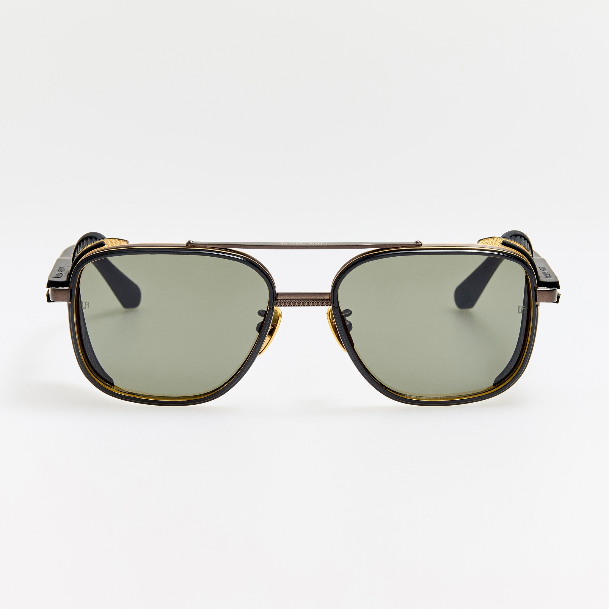 Boyd Sunglasses in Matt Nickel and 22K Gold | LINDA FARROW Luxury