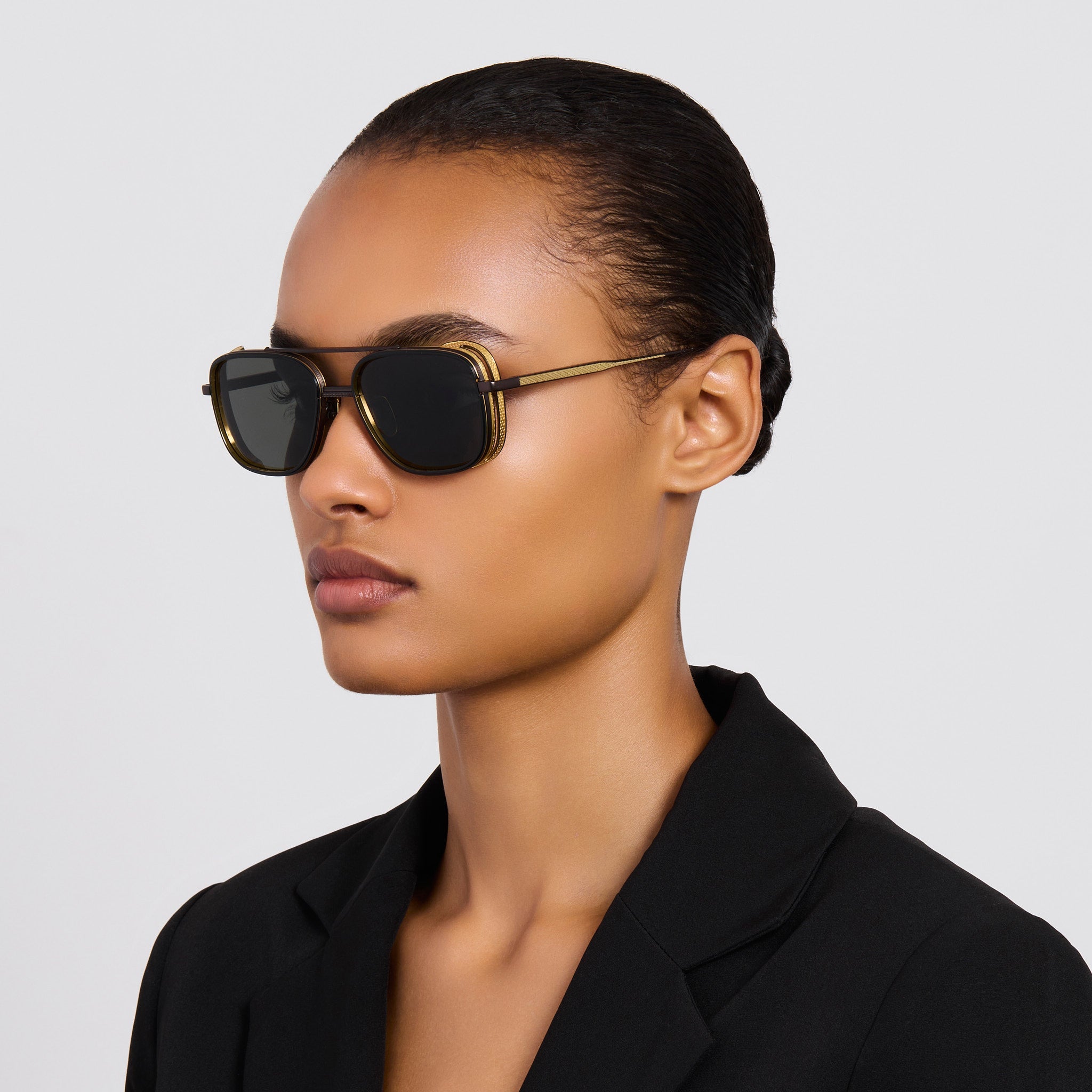Boyd Explorer Sunglasses in Matt Nickel and 22K Gold - LINDA FARROW - Sunglasses -