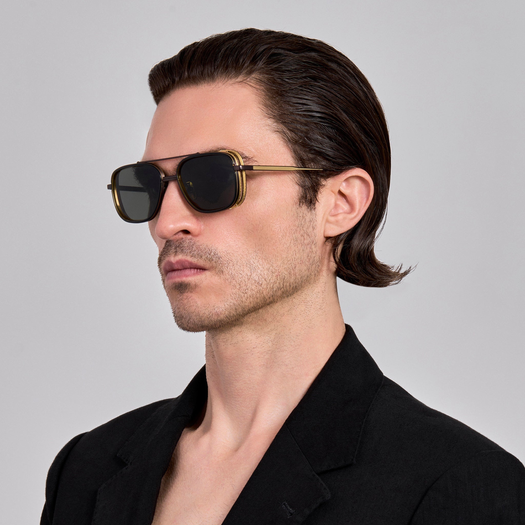 Boyd Explorer Sunglasses in Matt Nickel and 22K Gold - LINDA FARROW - Sunglasses -