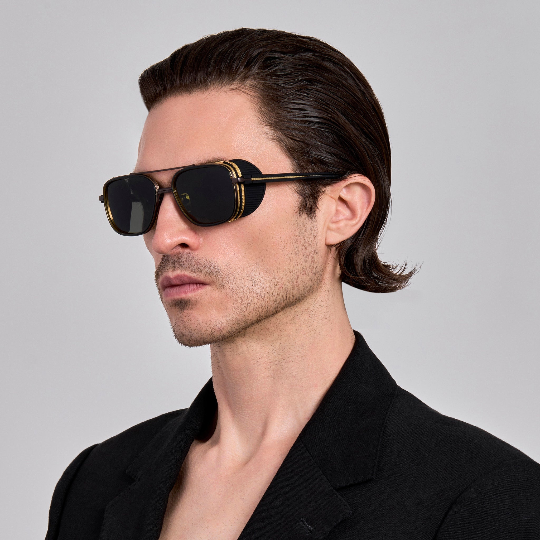 Boyd Explorer Sunglasses in Matt Nickel and 22K Gold - LINDA FARROW - Sunglasses -