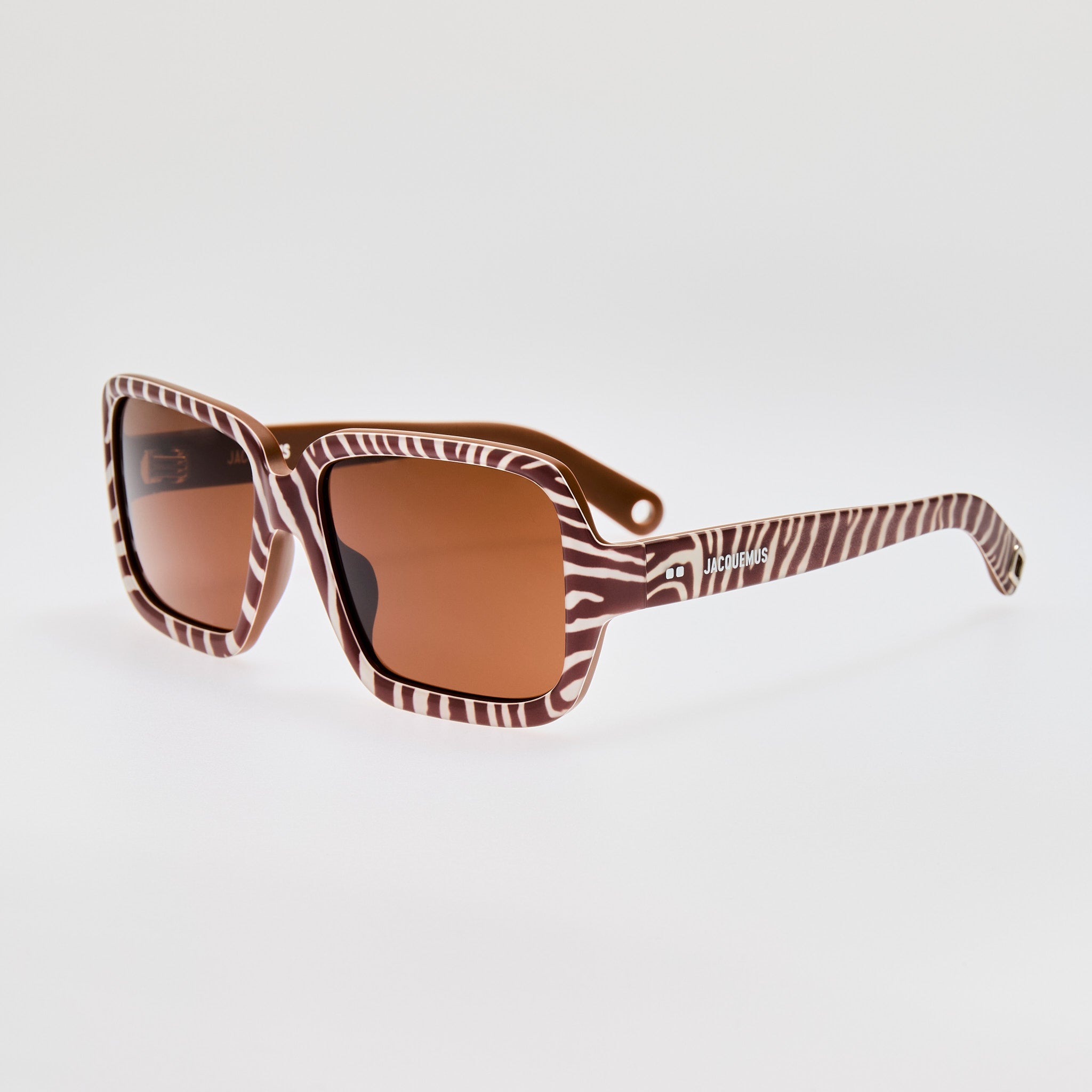 Cabana Oversize Sunglasses in Matt Brown and White Zebra - LINDA FARROW - Sunglasses -