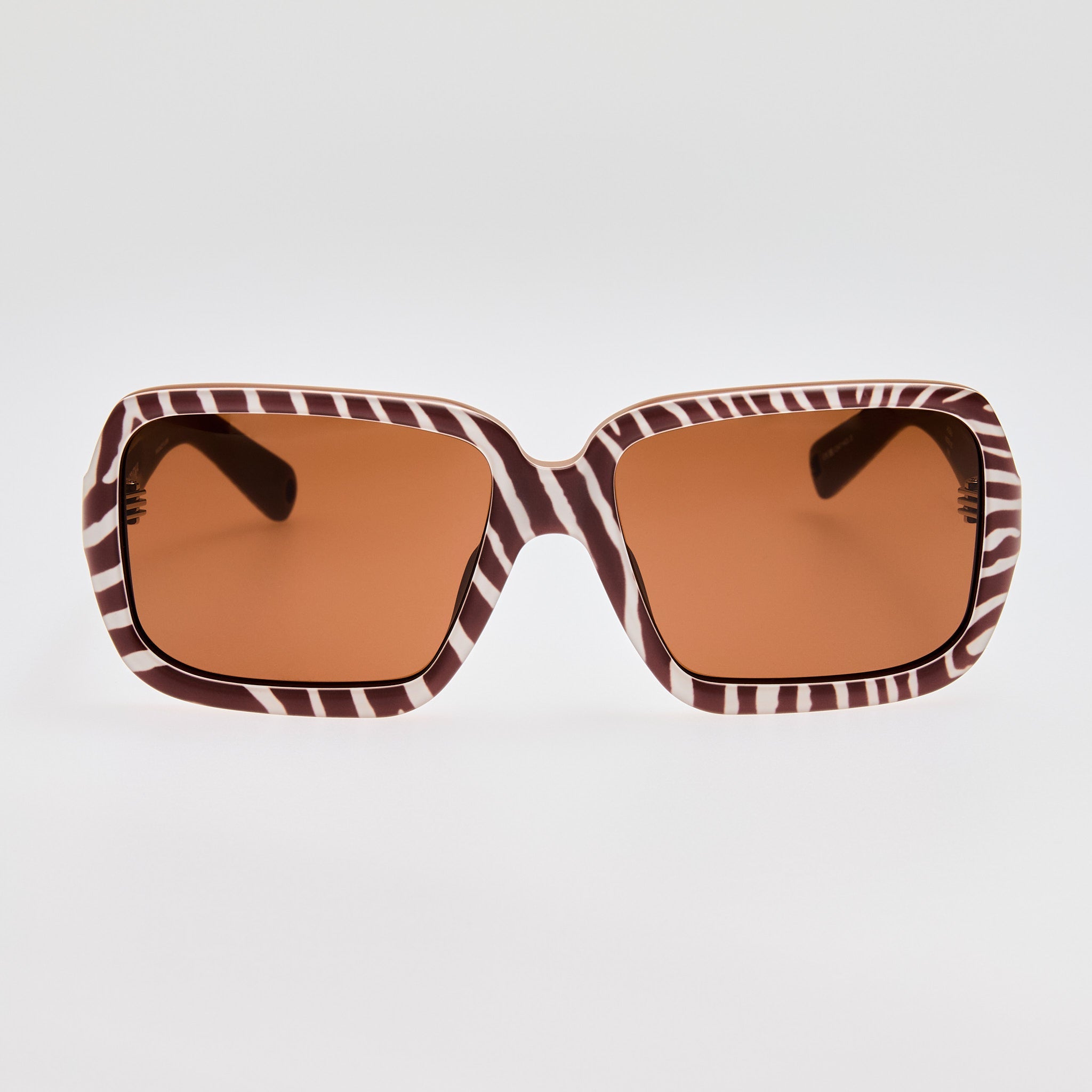 Cabana Oversize Sunglasses in Matt Brown and White Zebra - LINDA FARROW - Sunglasses -