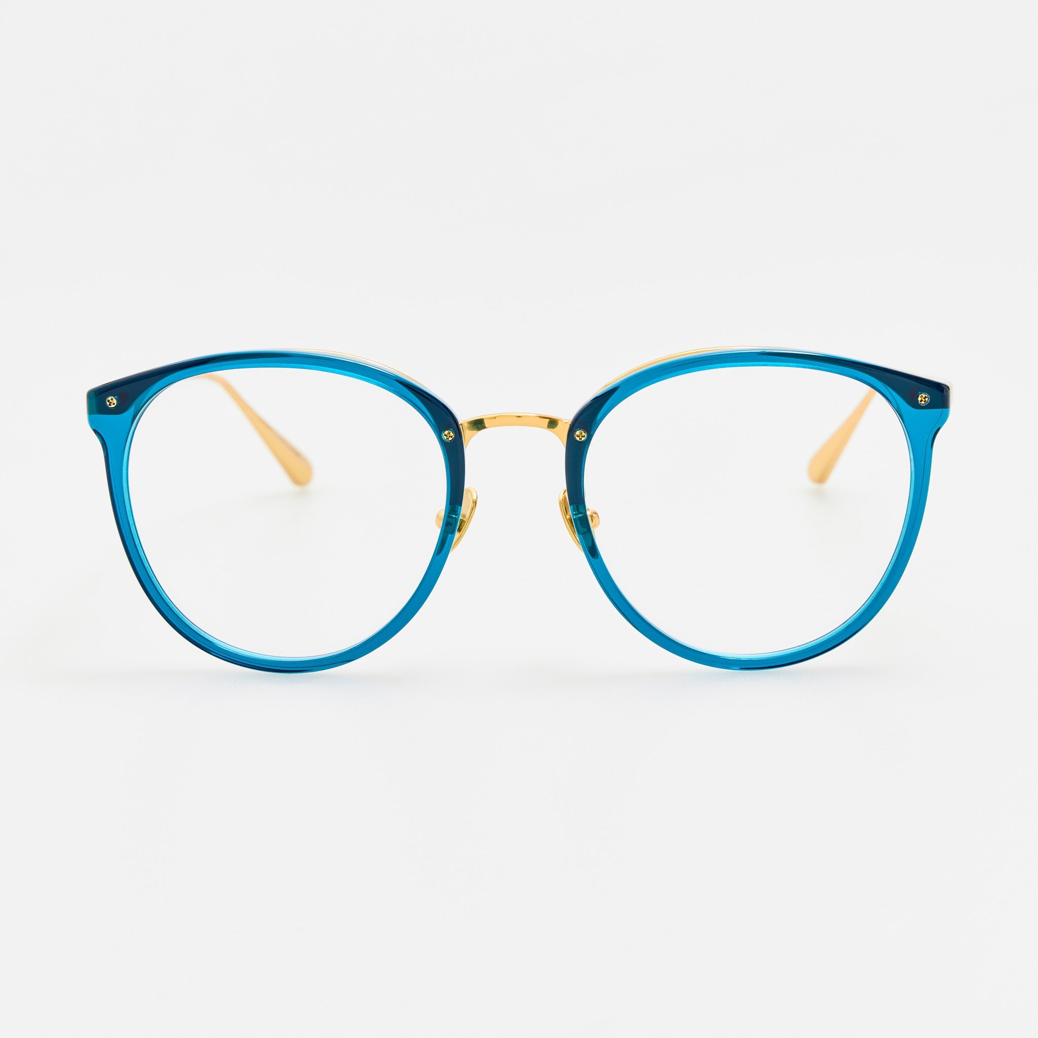 Calthorpe Optical Frame in 22K Gold and Aqua - LINDA FARROW-Optical Frame-