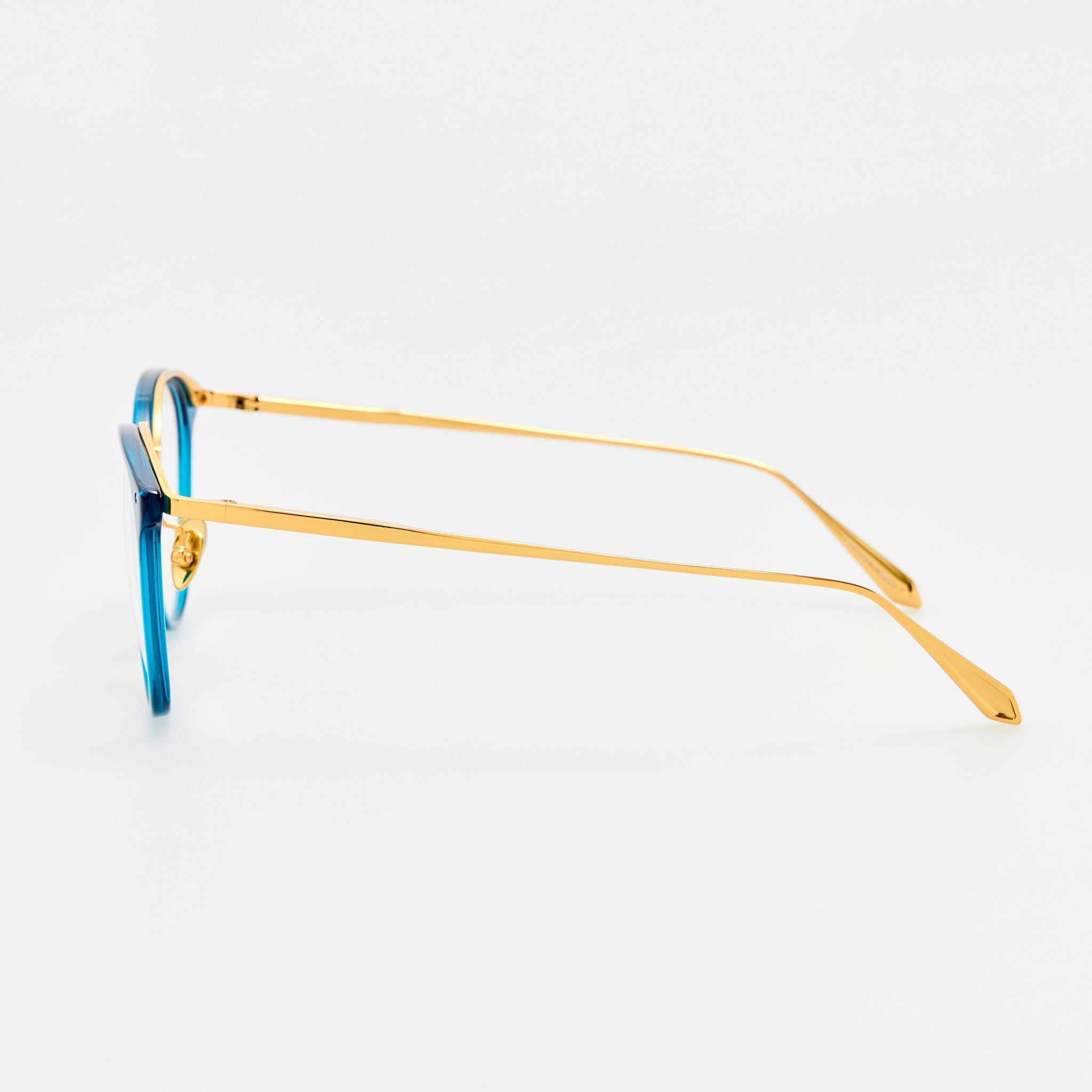 Calthorpe Optical Frame in 22K Gold and Aqua - LINDA FARROW-Optical Frame-